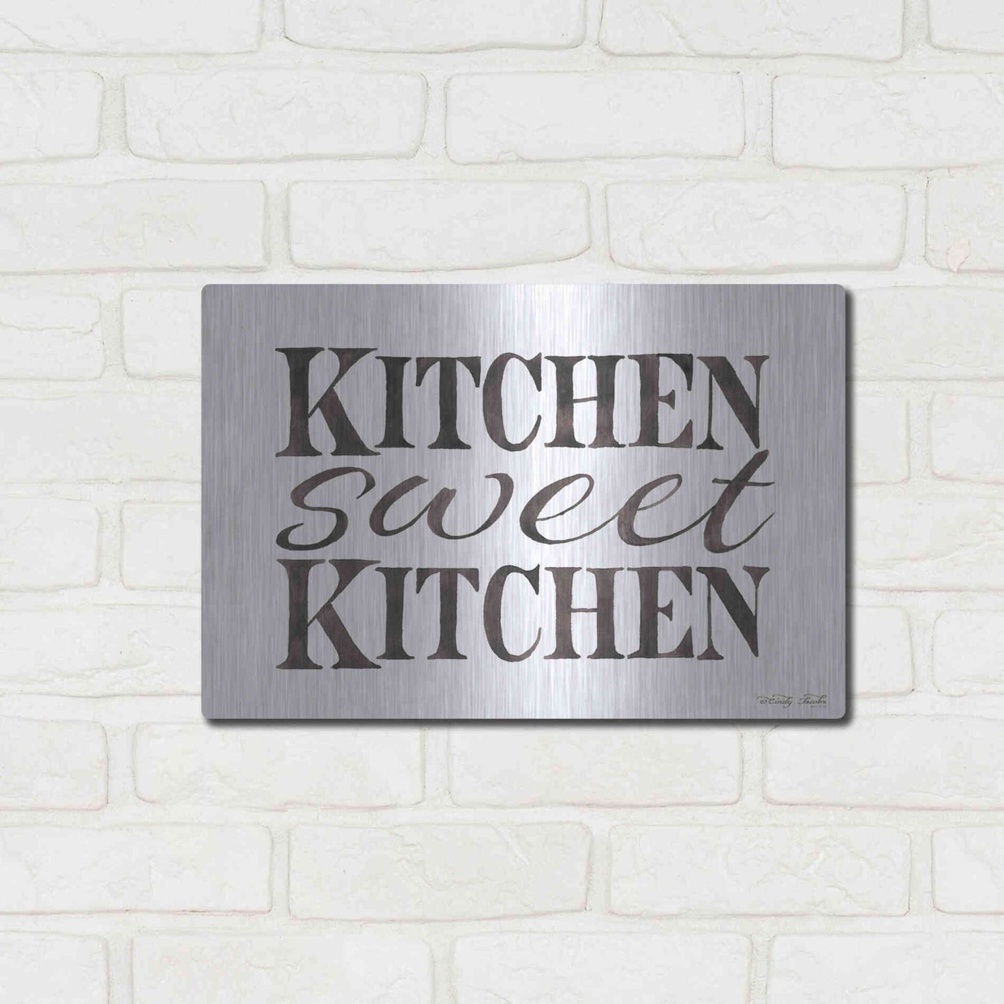 Luxe Metal Art 'Kitchen Sweet Kitchen' by Cindy Jacobs, Metal Wall Art,16x12