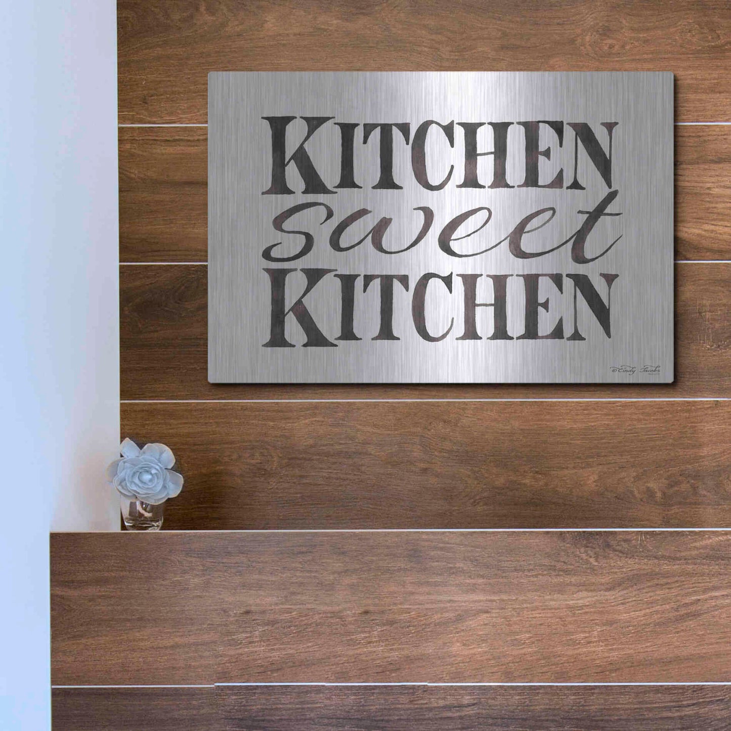 Luxe Metal Art 'Kitchen Sweet Kitchen' by Cindy Jacobs, Metal Wall Art,16x12