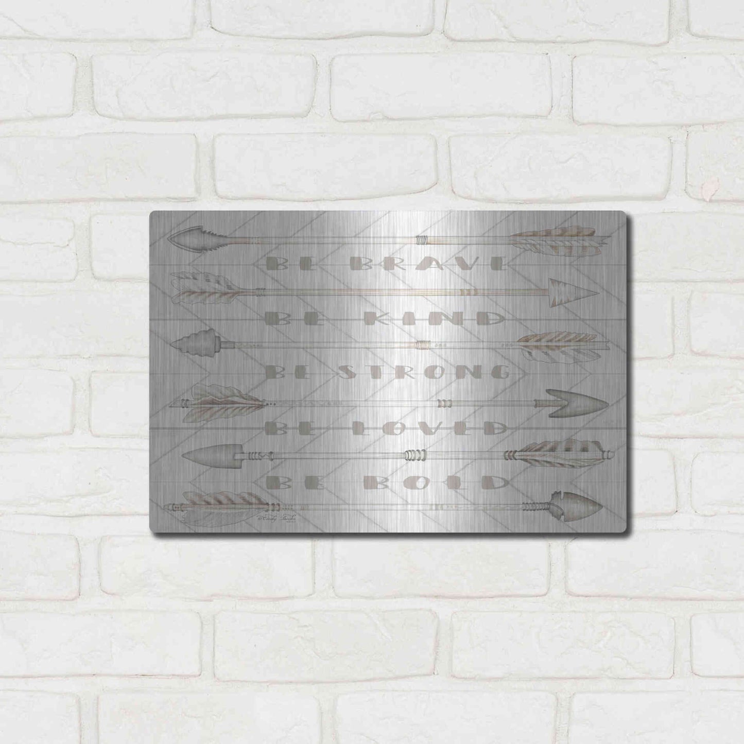 Luxe Metal Art 'Arrow Sentiments' by Cindy Jacobs, Metal Wall Art,16x12