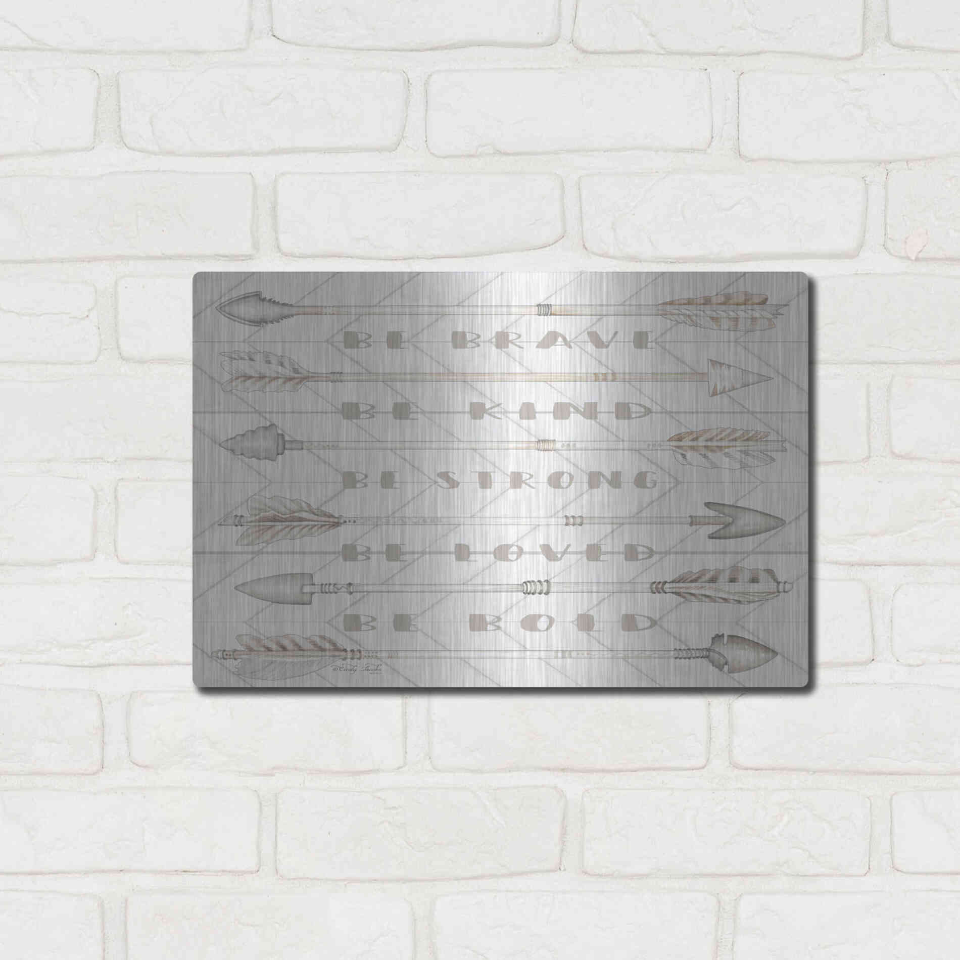 Luxe Metal Art 'Arrow Sentiments' by Cindy Jacobs, Metal Wall Art,16x12