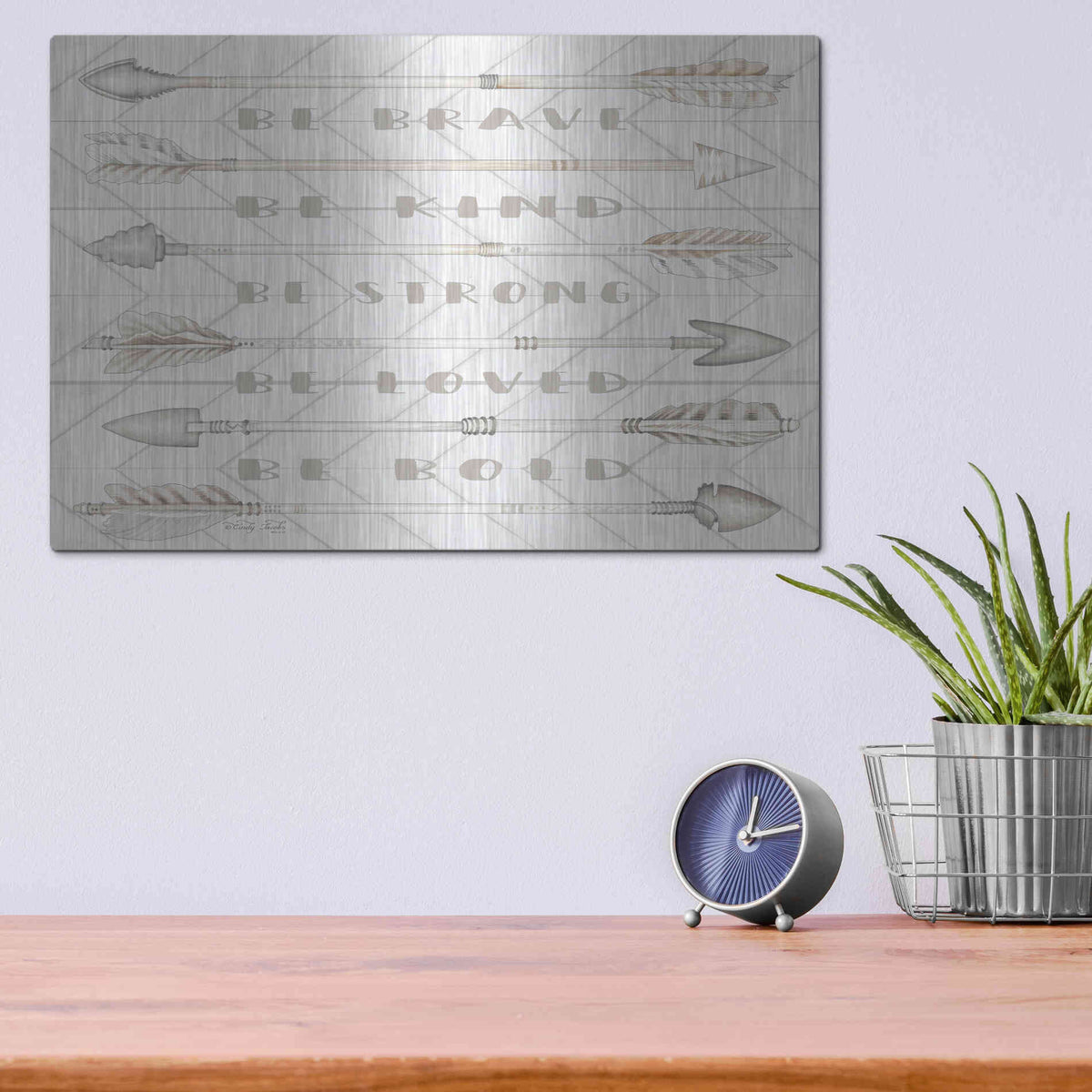 Luxe Metal Art 'Arrow Sentiments' by Cindy Jacobs, Metal Wall Art,16x12