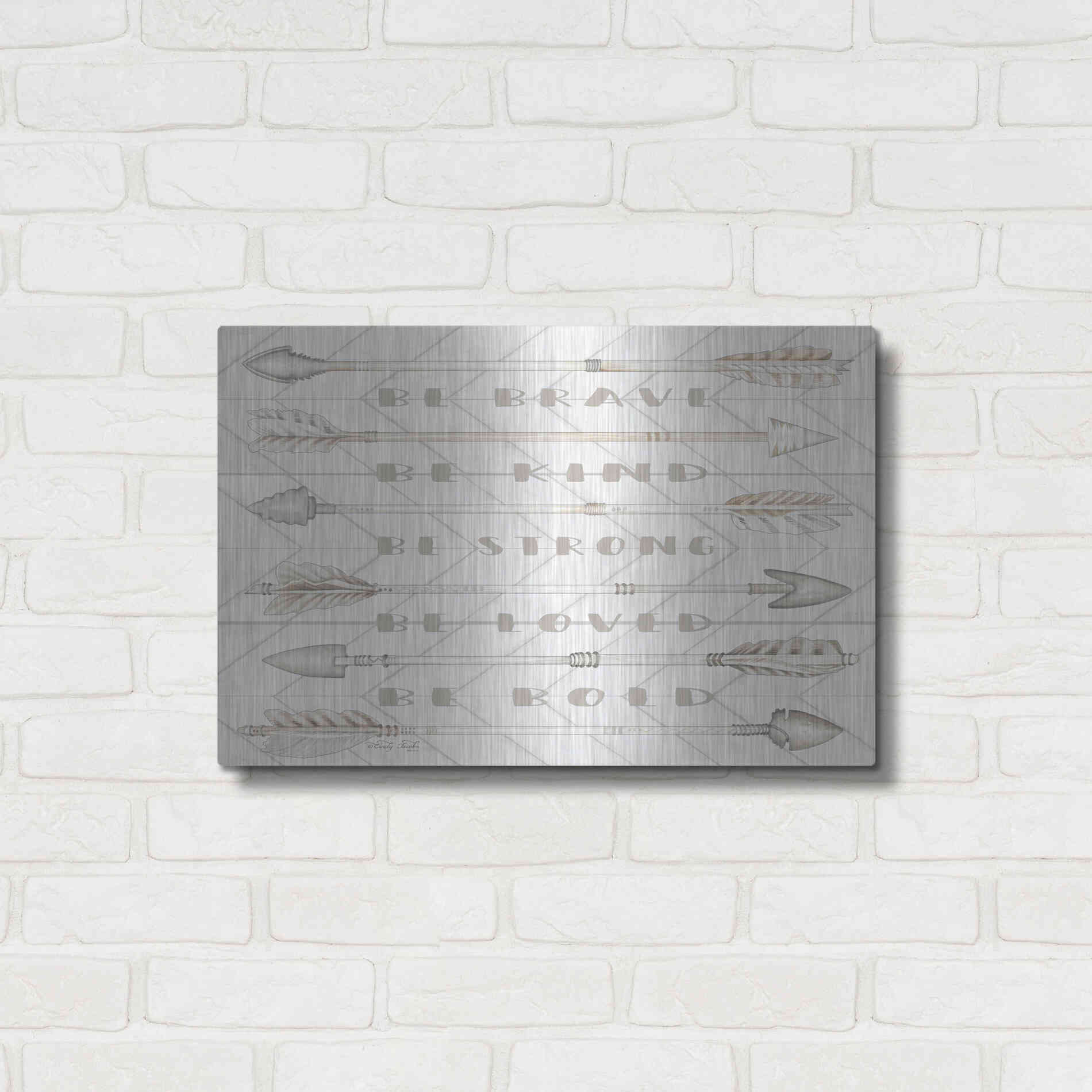 Luxe Metal Art 'Arrow Sentiments' by Cindy Jacobs, Metal Wall Art,24x16