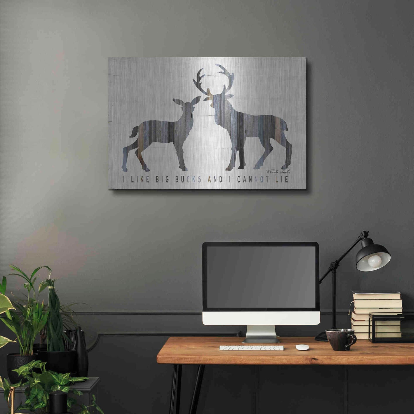 Luxe Metal Art 'I Like Big Bucks' by Cindy Jacobs, Metal Wall Art,36x24