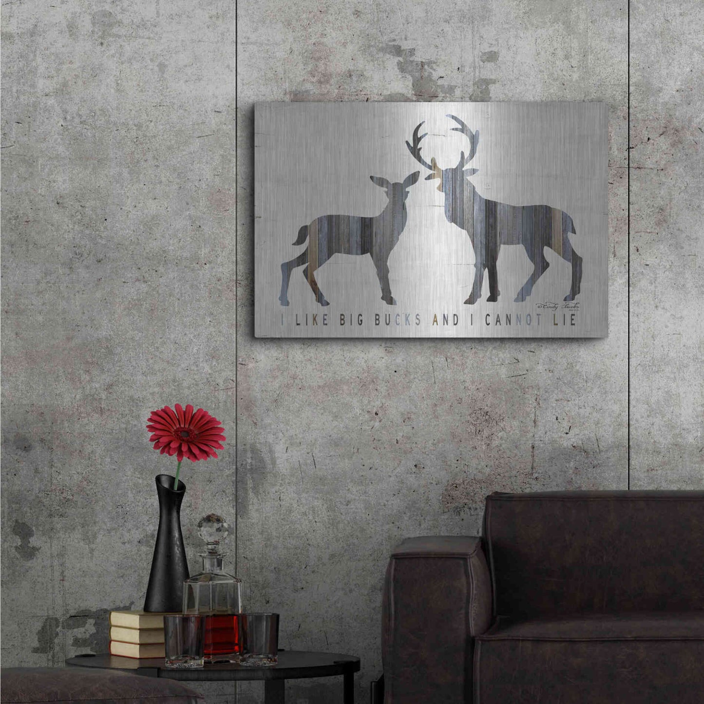 Luxe Metal Art 'I Like Big Bucks' by Cindy Jacobs, Metal Wall Art,36x24