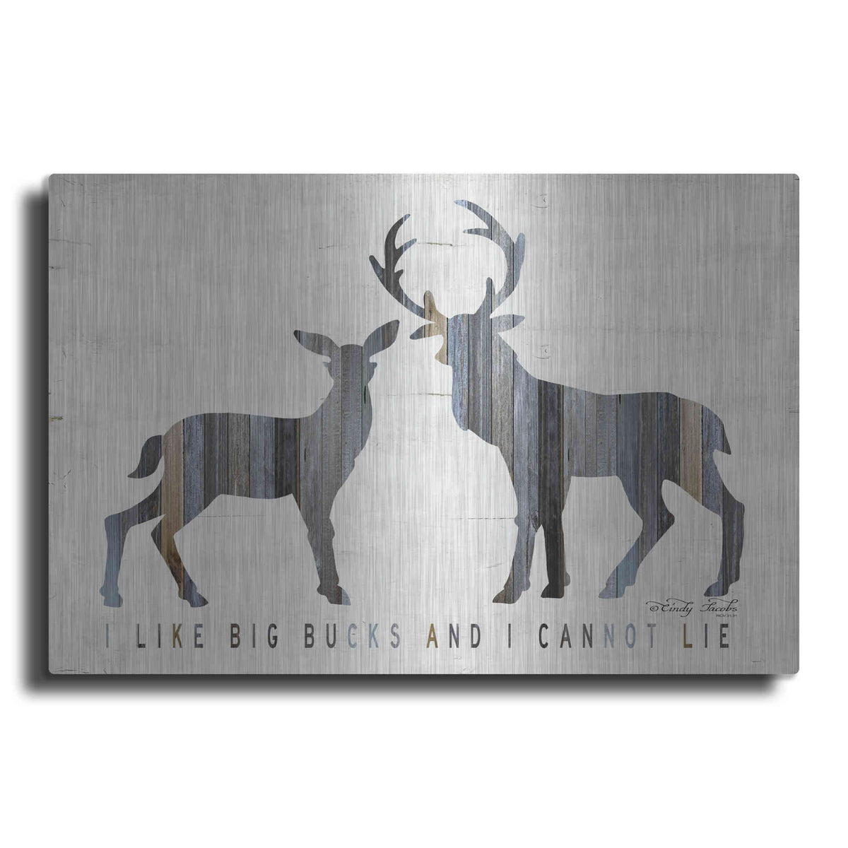 Luxe Metal Art 'I Like Big Bucks' by Cindy Jacobs, Metal Wall Art