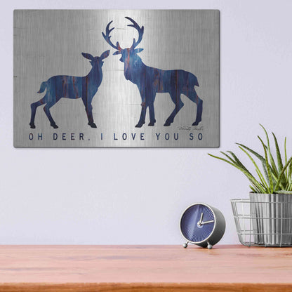 Luxe Metal Art 'Oh Deer, I Love You So' by Cindy Jacobs, Metal Wall Art,16x12