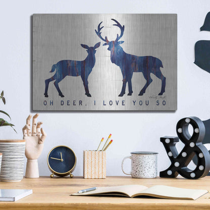 Luxe Metal Art 'Oh Deer, I Love You So' by Cindy Jacobs, Metal Wall Art,16x12