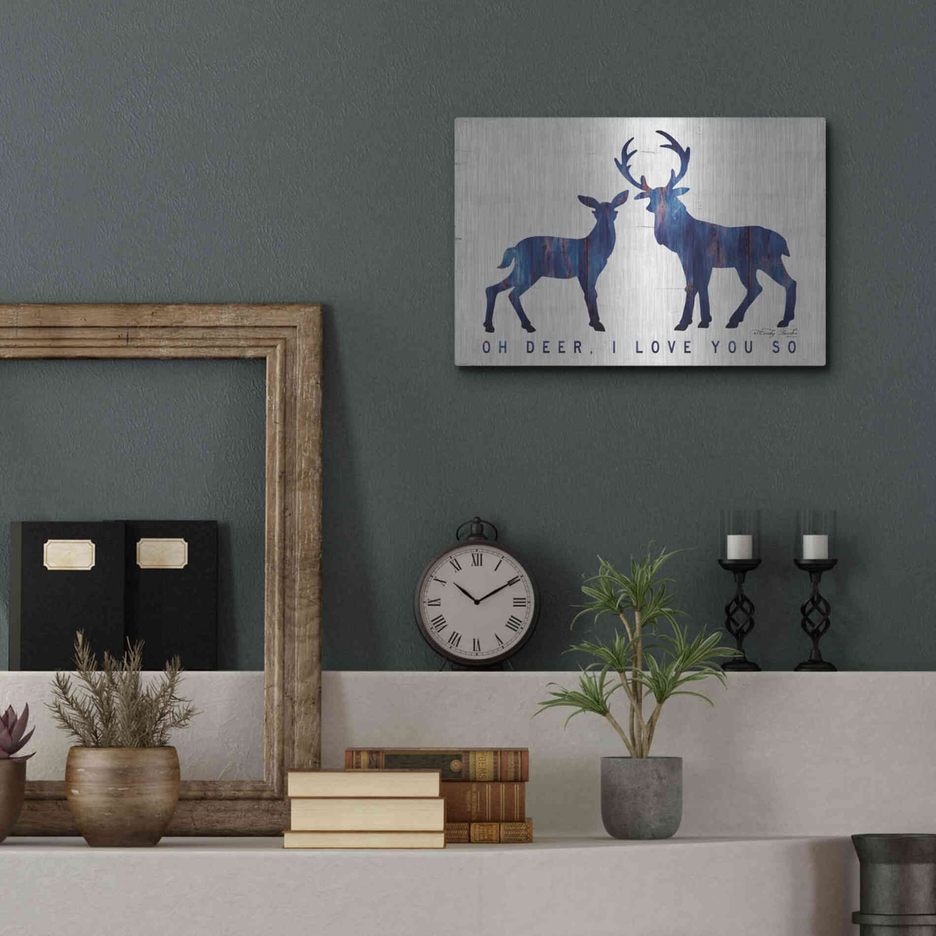 Luxe Metal Art 'Oh Deer, I Love You So' by Cindy Jacobs, Metal Wall Art,16x12