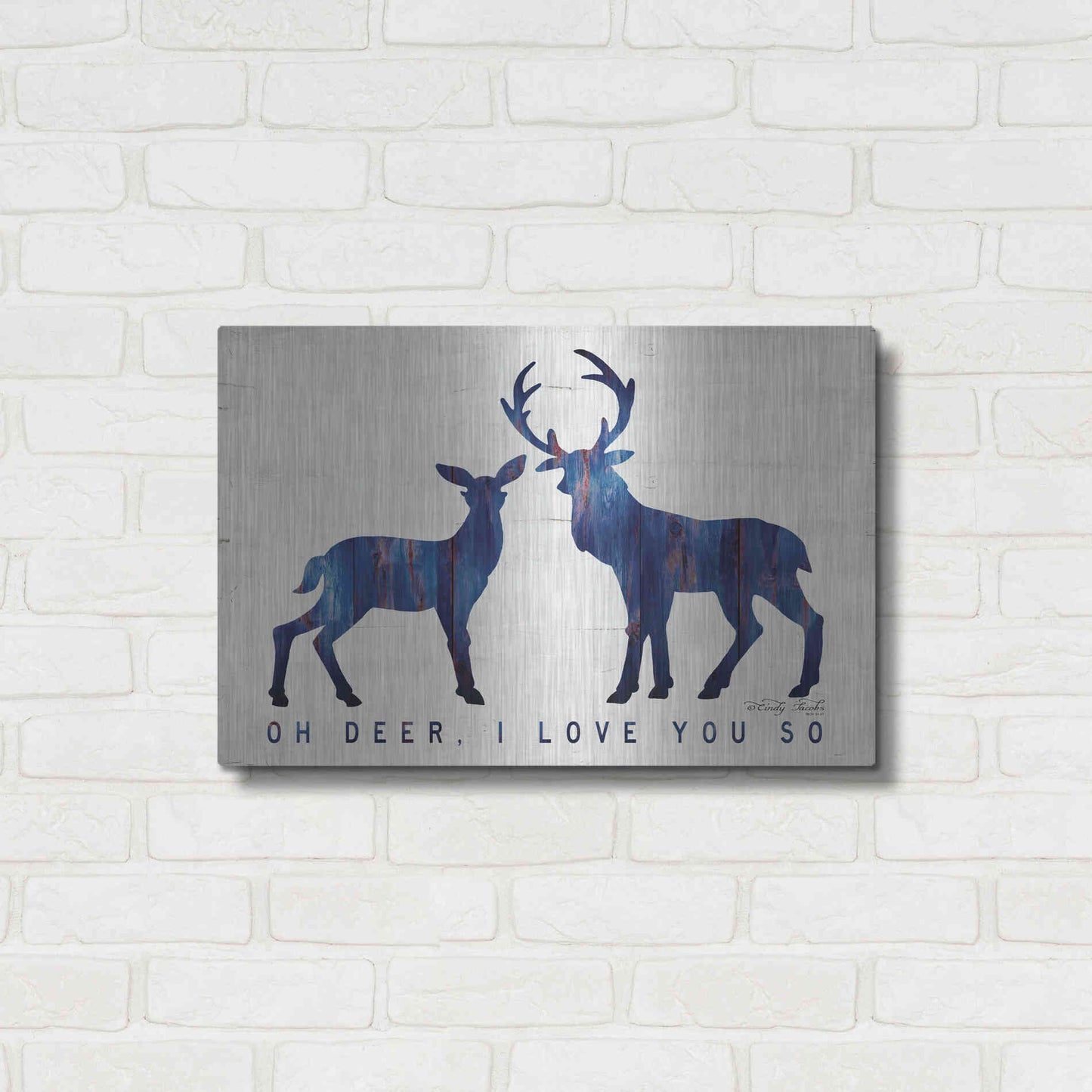 Luxe Metal Art 'Oh Deer, I Love You So' by Cindy Jacobs, Metal Wall Art,24x16