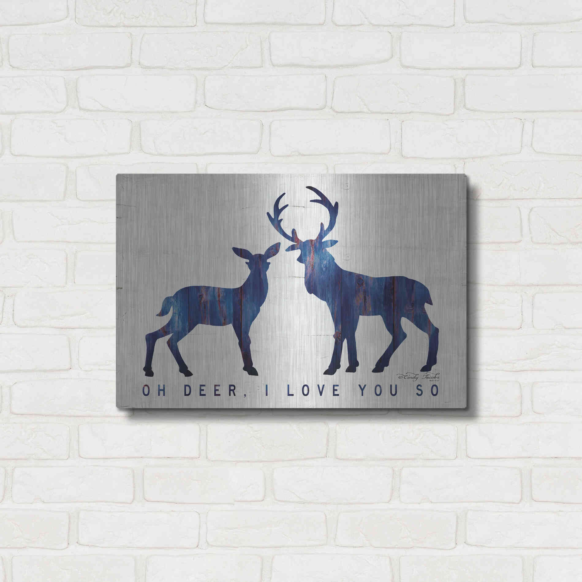 Luxe Metal Art 'Oh Deer, I Love You So' by Cindy Jacobs, Metal Wall Art,24x16