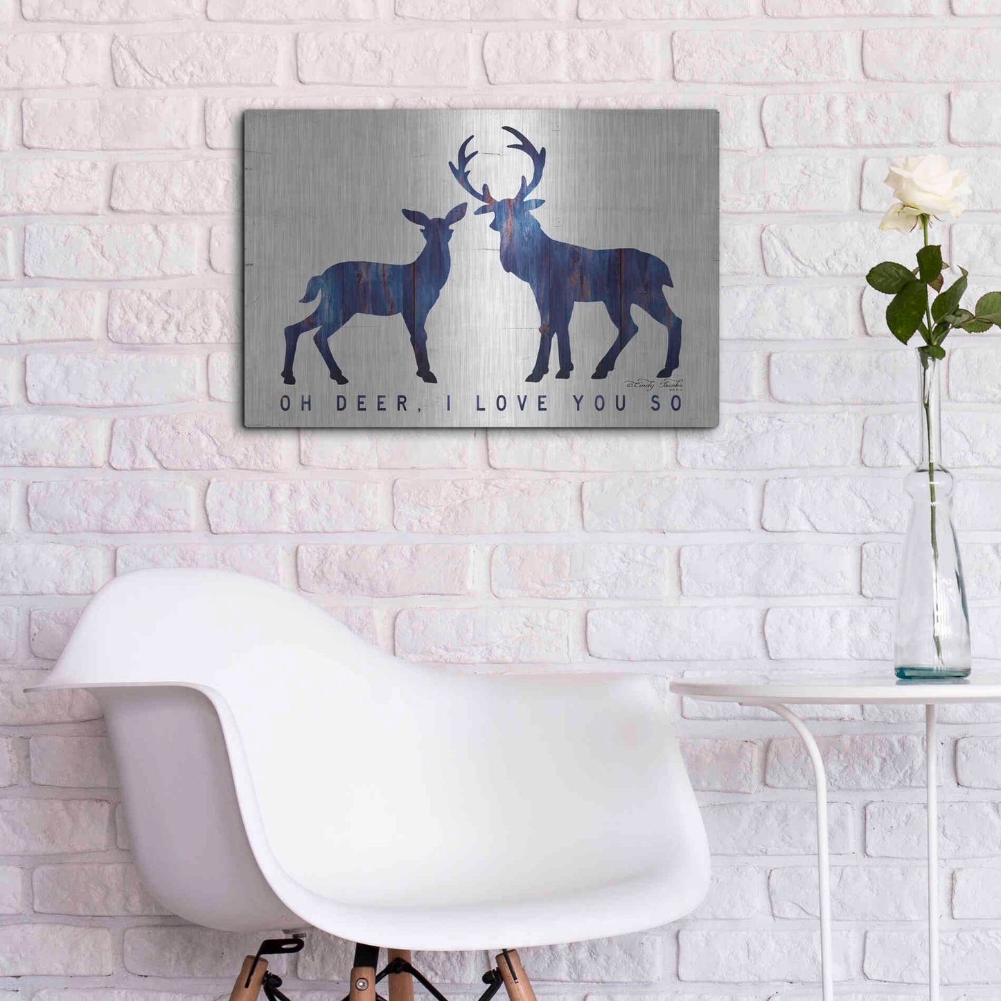 Luxe Metal Art 'Oh Deer, I Love You So' by Cindy Jacobs, Metal Wall Art,24x16