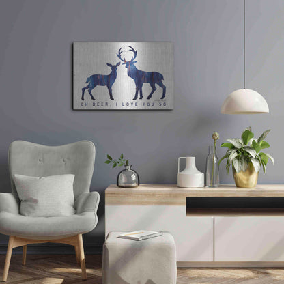 Luxe Metal Art 'Oh Deer, I Love You So' by Cindy Jacobs, Metal Wall Art,24x16