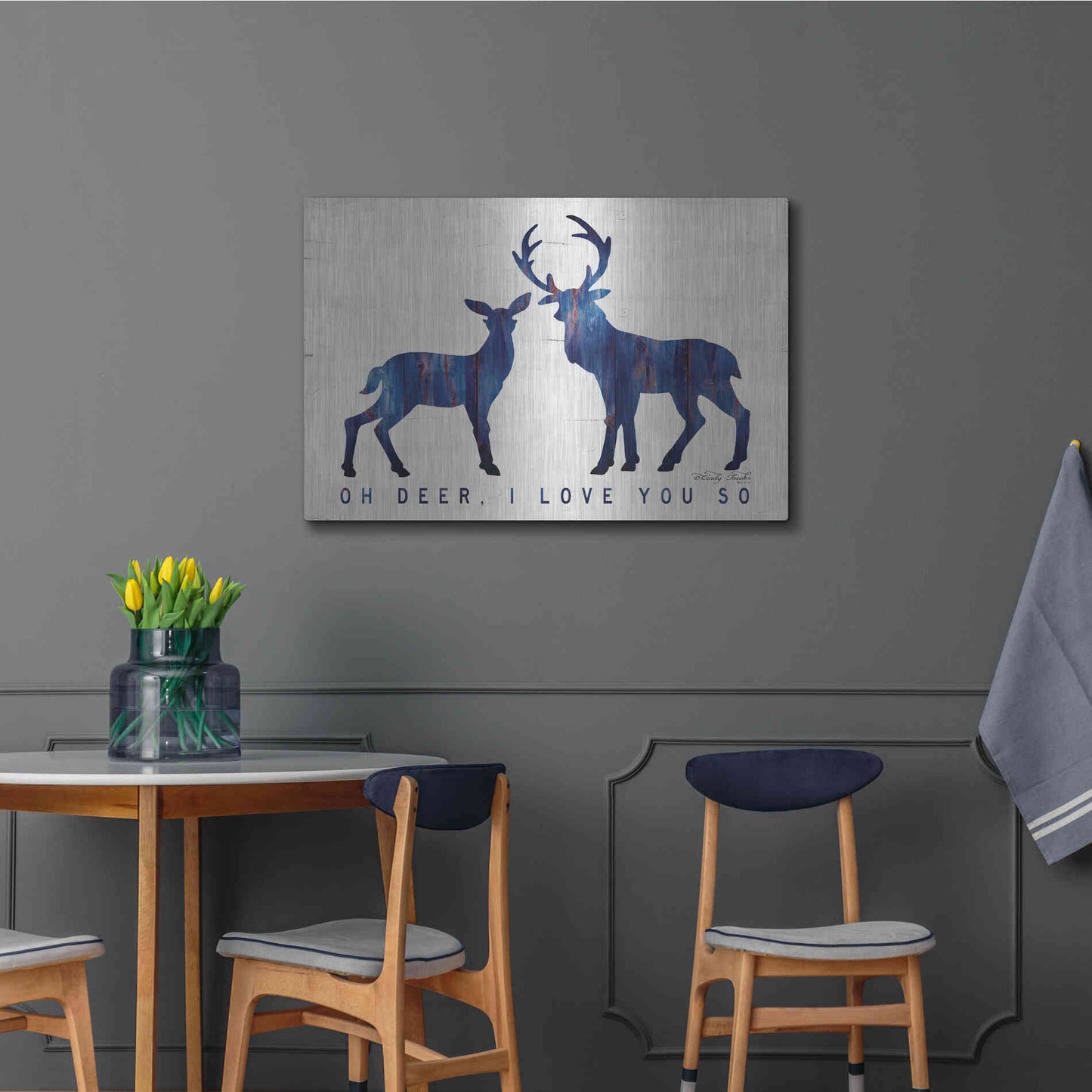 Luxe Metal Art 'Oh Deer, I Love You So' by Cindy Jacobs, Metal Wall Art,36x24