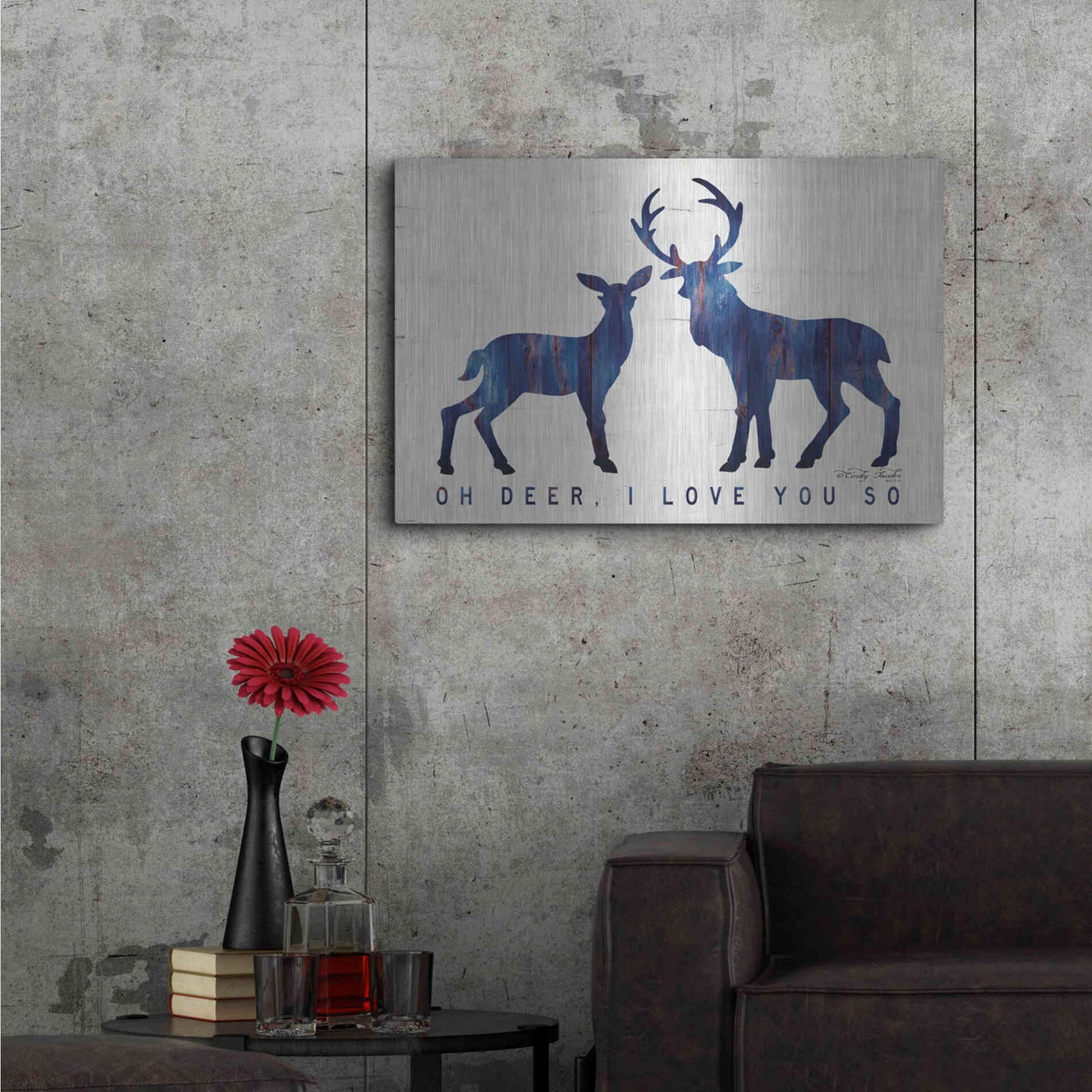 Luxe Metal Art 'Oh Deer, I Love You So' by Cindy Jacobs, Metal Wall Art,36x24