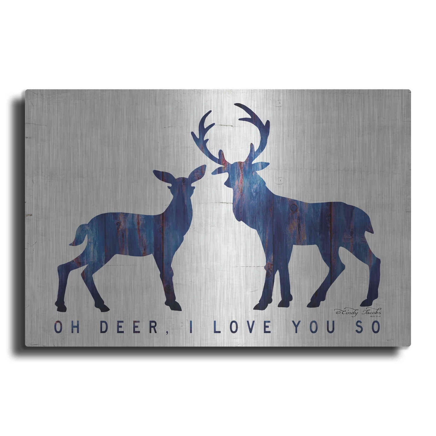 Luxe Metal Art 'Oh Deer, I Love You So' by Cindy Jacobs, Metal Wall Art