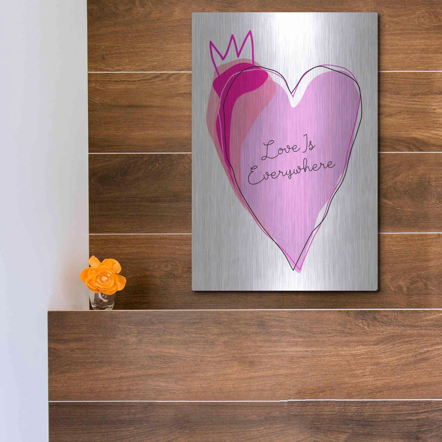 Luxe Metal Art 'Love is Everywhere' by Ayse, Metal Wall Art,12x16