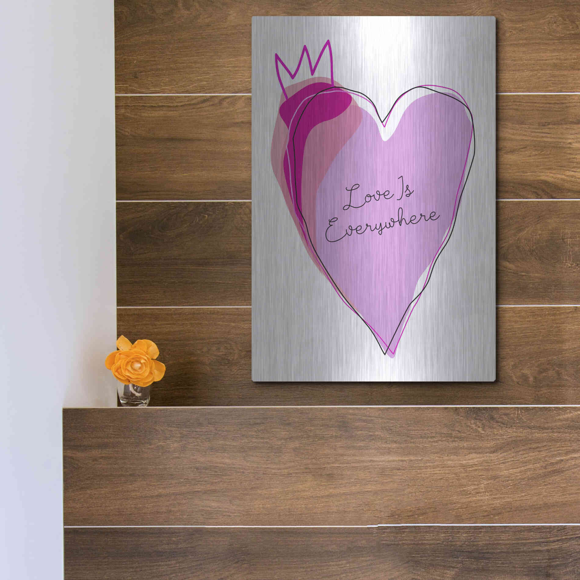 Luxe Metal Art 'Love is Everywhere' by Ayse, Metal Wall Art,12x16