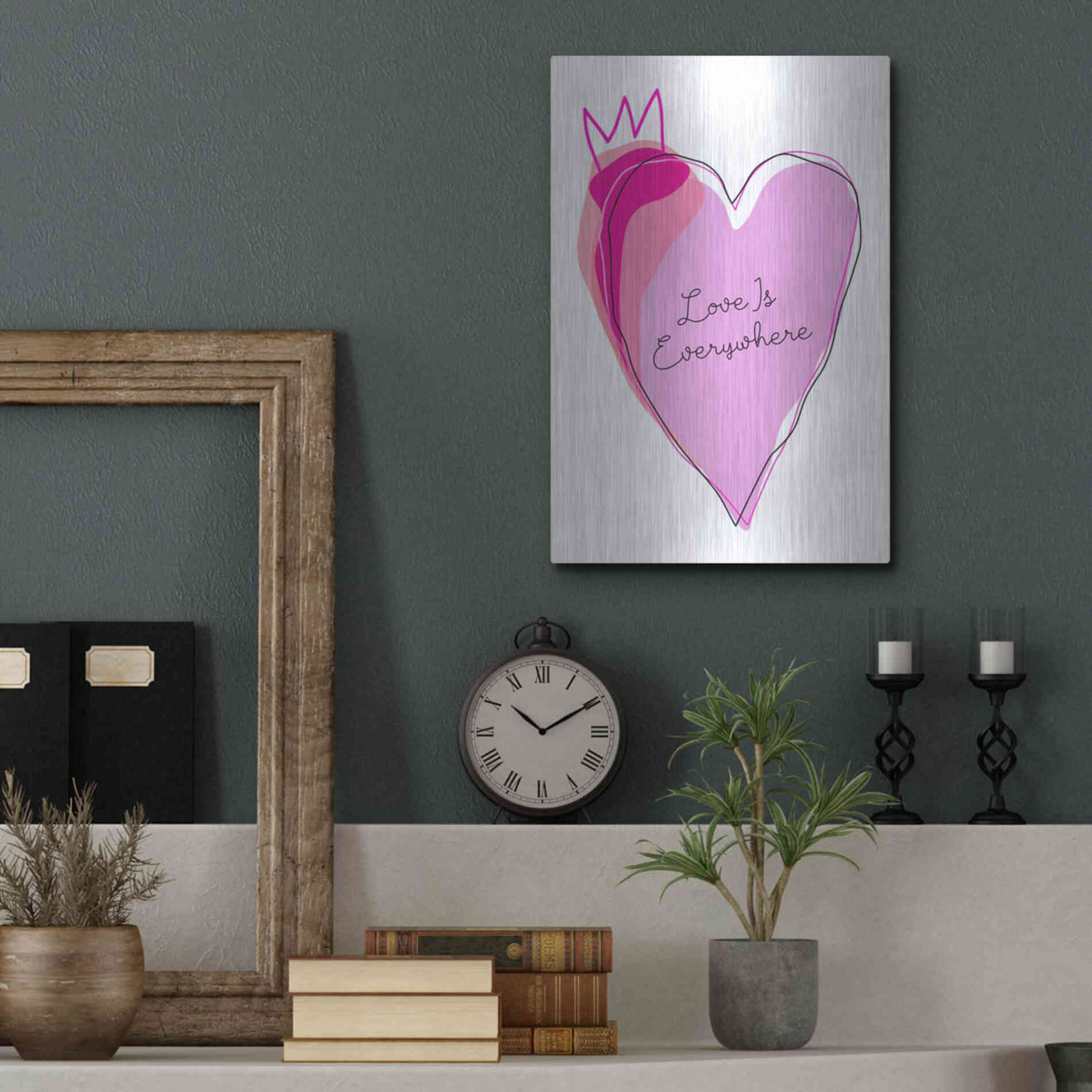 Luxe Metal Art 'Love is Everywhere' by Ayse, Metal Wall Art,12x16