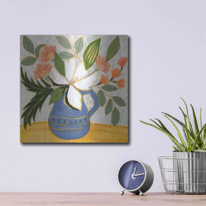 Luxe Metal Art 'April Florals 11' by Marisa Anon, Metal Wall Art,12x12