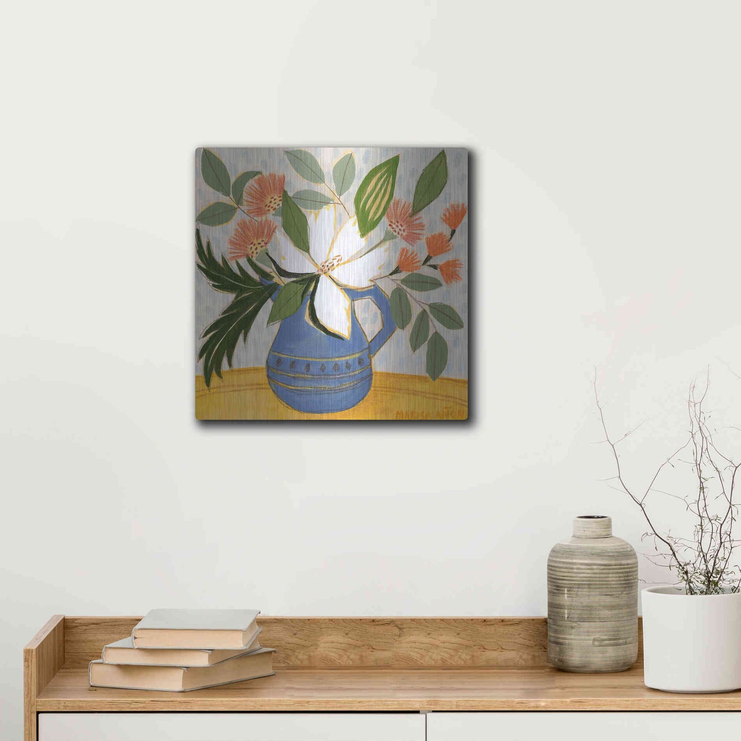 Luxe Metal Art 'April Florals 11' by Marisa Anon, Metal Wall Art,12x12