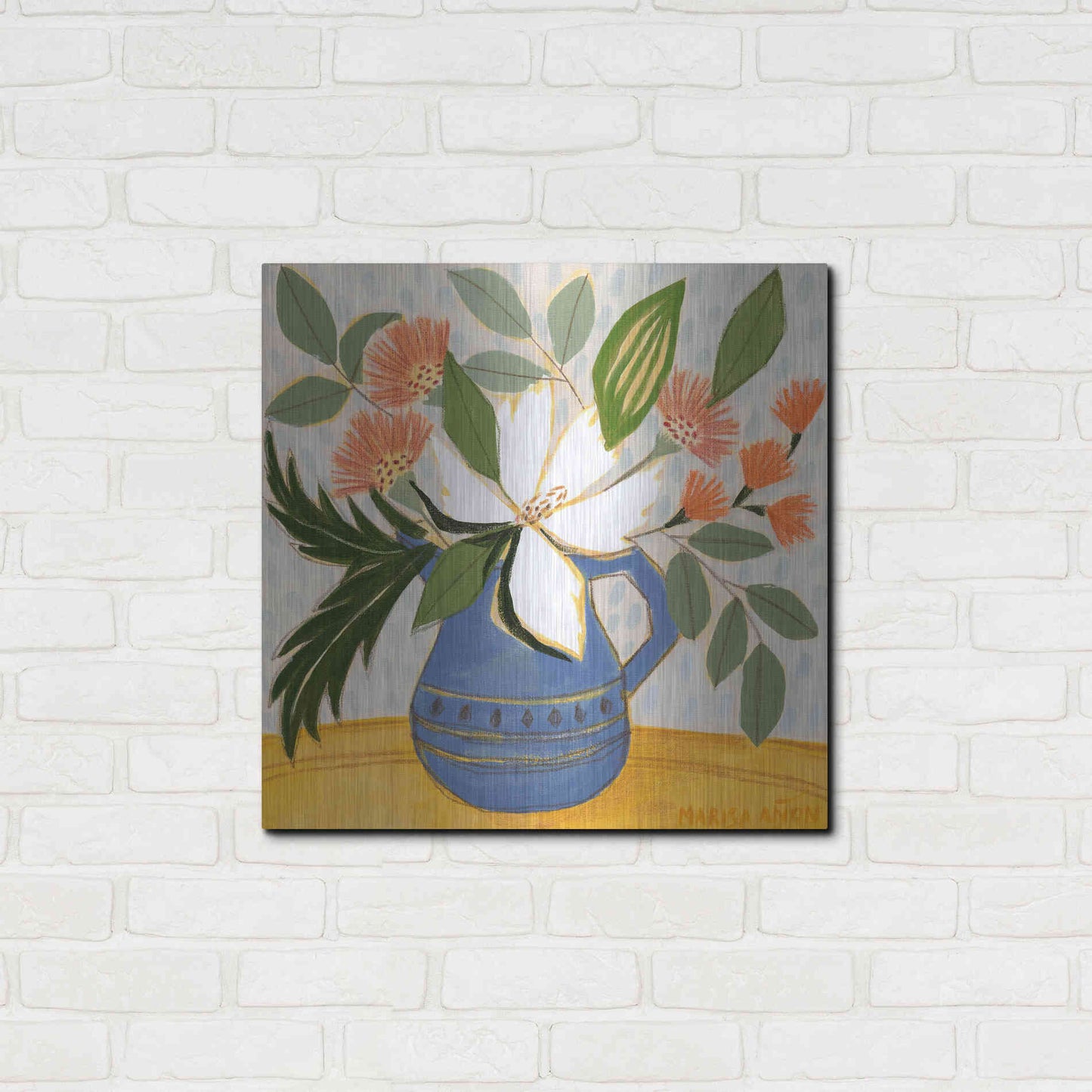 Luxe Metal Art 'April Florals 11' by Marisa Anon, Metal Wall Art,24x24