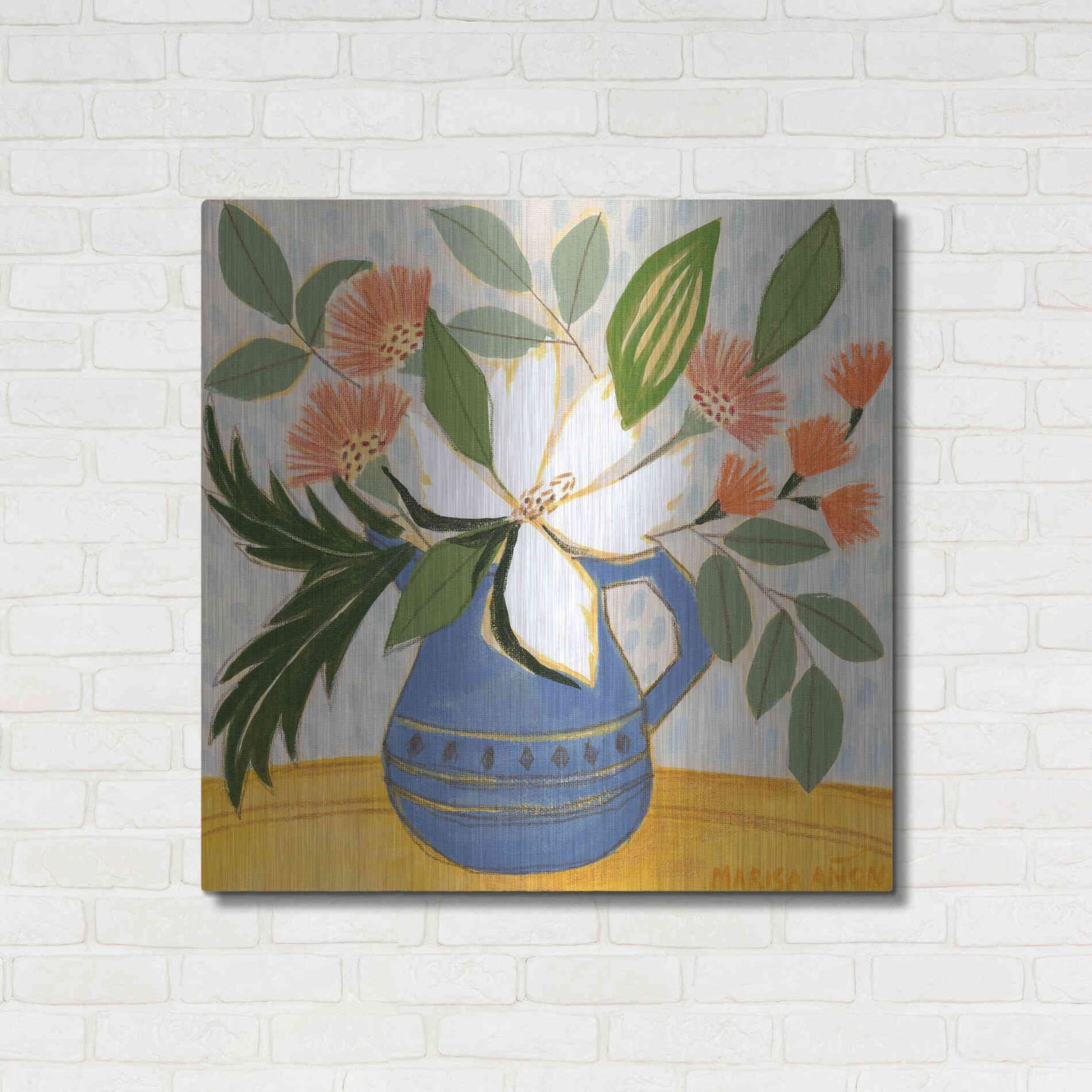 Luxe Metal Art 'April Florals 11' by Marisa Anon, Metal Wall Art,36x36