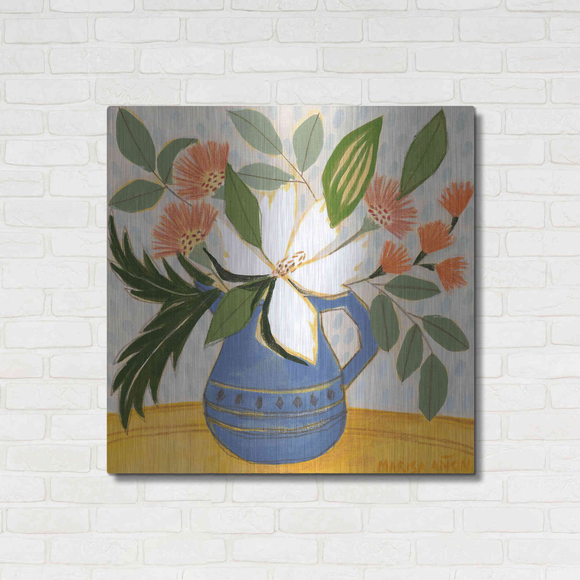 Luxe Metal Art 'April Florals 11' by Marisa Anon, Metal Wall Art,36x36