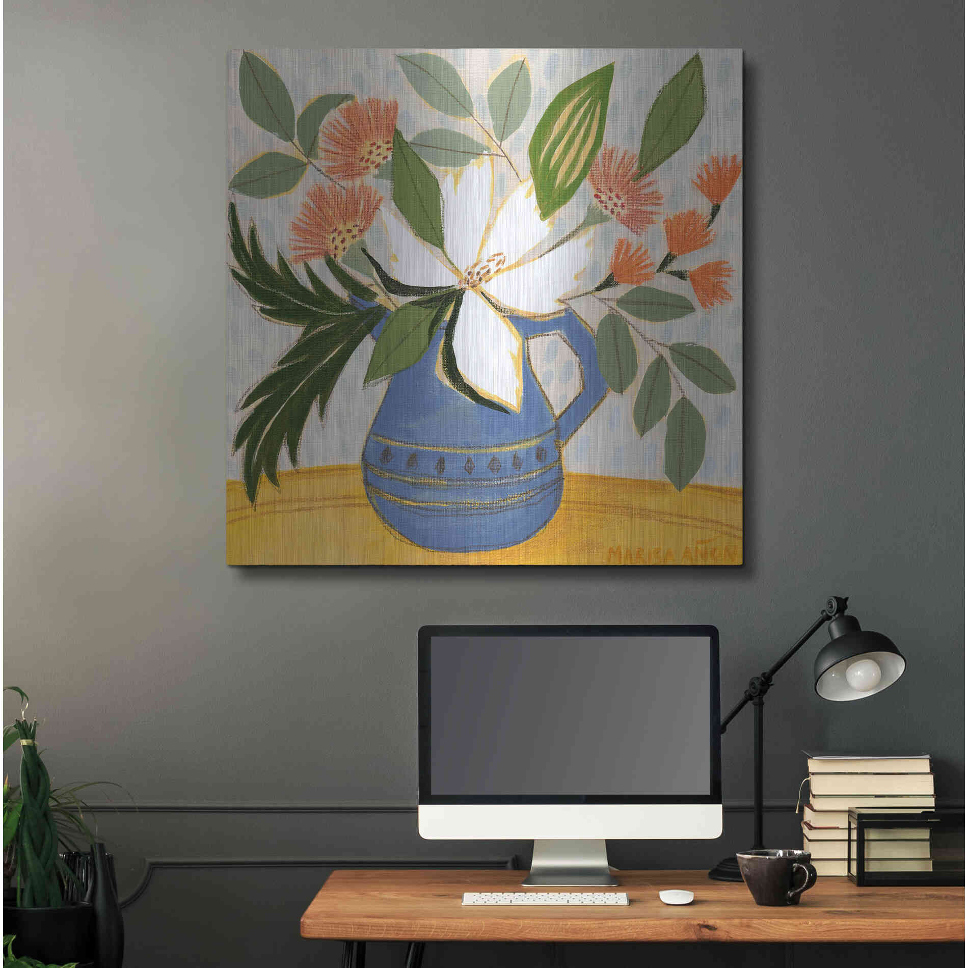 Luxe Metal Art 'April Florals 11' by Marisa Anon, Metal Wall Art,36x36