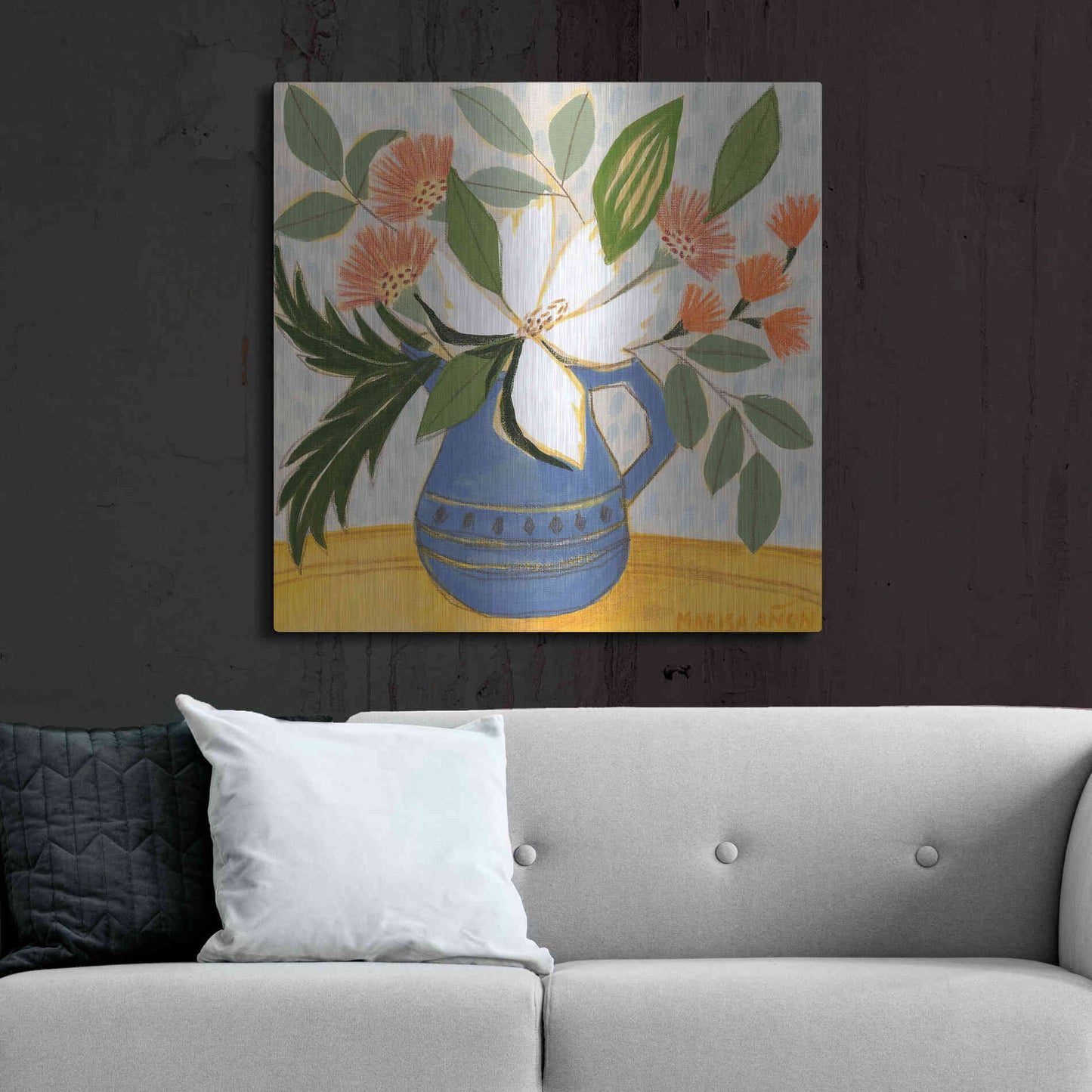 Luxe Metal Art 'April Florals 11' by Marisa Anon, Metal Wall Art,36x36