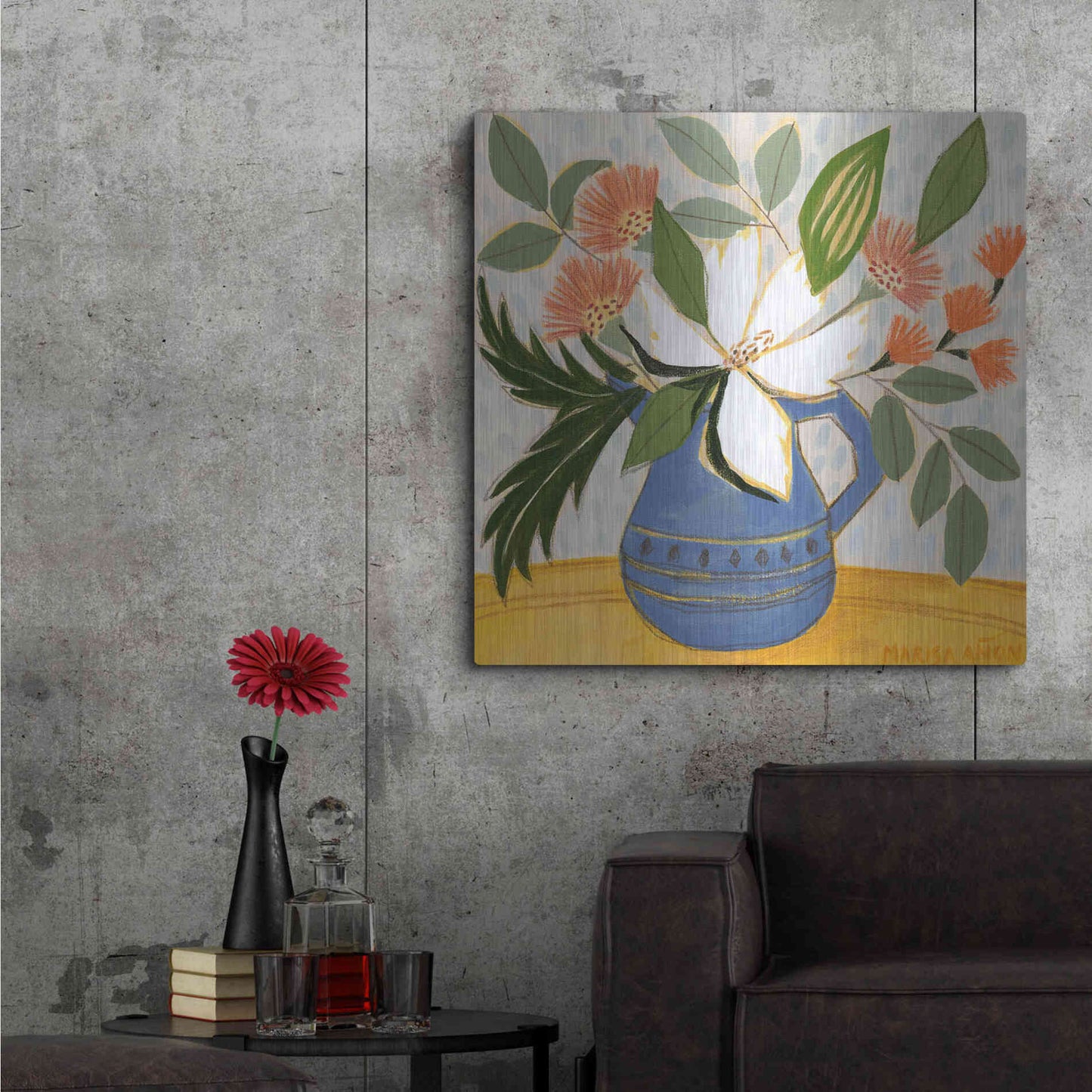 Luxe Metal Art 'April Florals 11' by Marisa Anon, Metal Wall Art,36x36