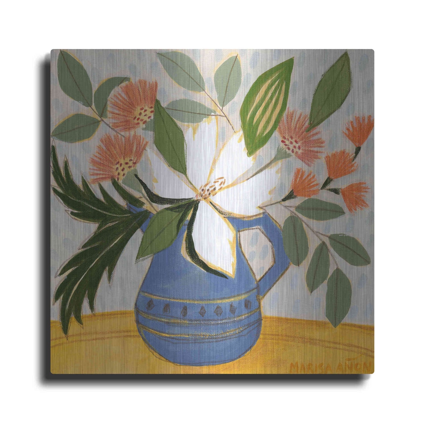 Luxe Metal Art 'April Florals 11' by Marisa Anon, Metal Wall Art