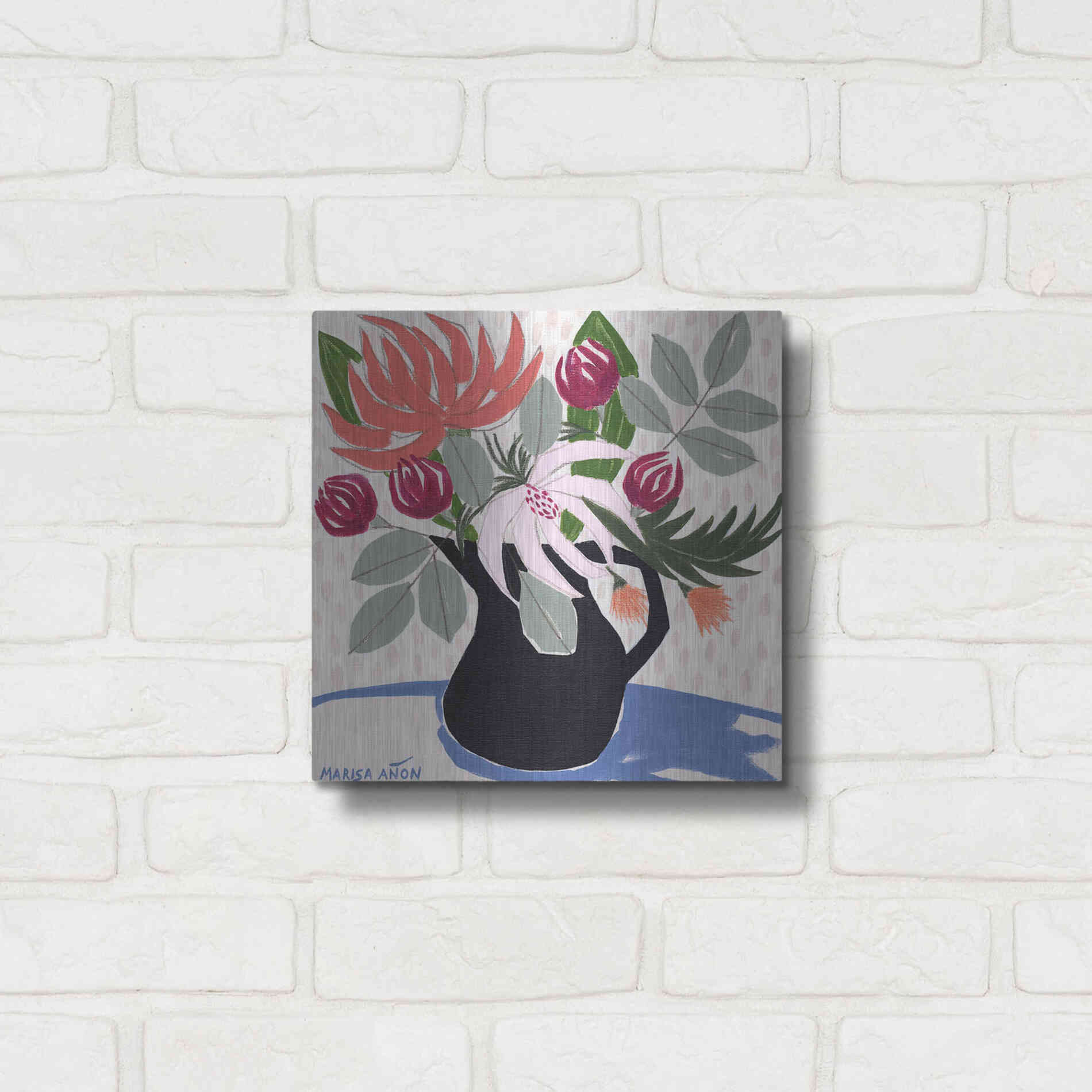 Luxe Metal Art 'April Florals 12' by Marisa Anon, Metal Wall Art,12x12