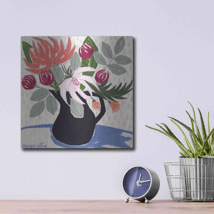 Luxe Metal Art 'April Florals 12' by Marisa Anon, Metal Wall Art,12x12