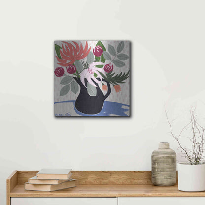 Luxe Metal Art 'April Florals 12' by Marisa Anon, Metal Wall Art,12x12