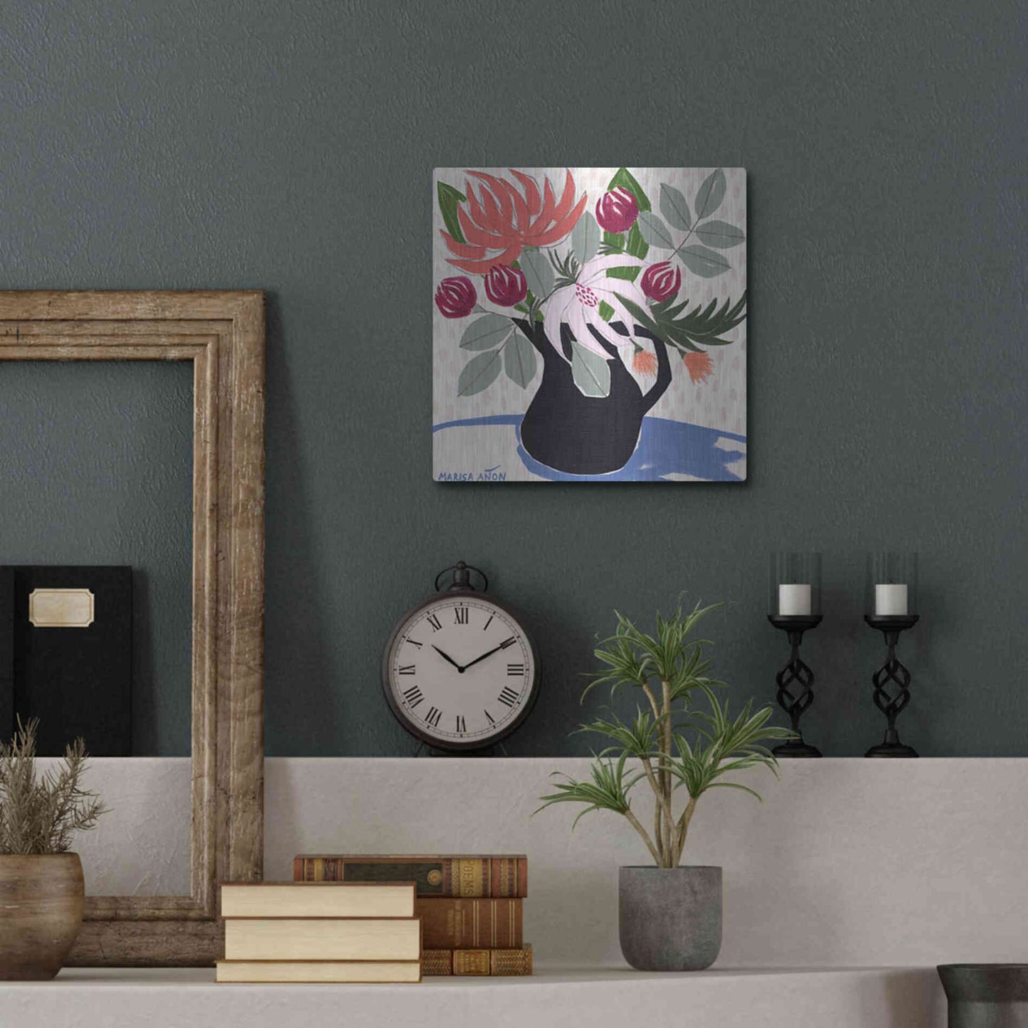 Luxe Metal Art 'April Florals 12' by Marisa Anon, Metal Wall Art,12x12