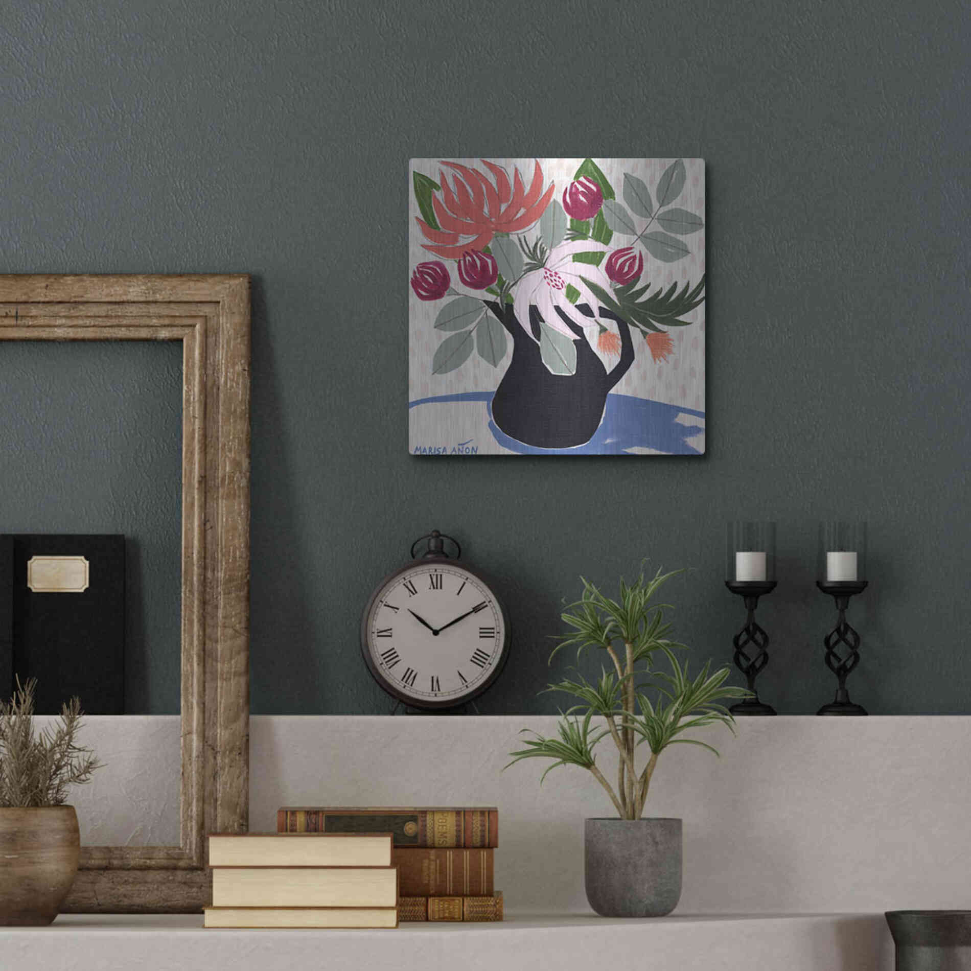 Luxe Metal Art 'April Florals 12' by Marisa Anon, Metal Wall Art,12x12