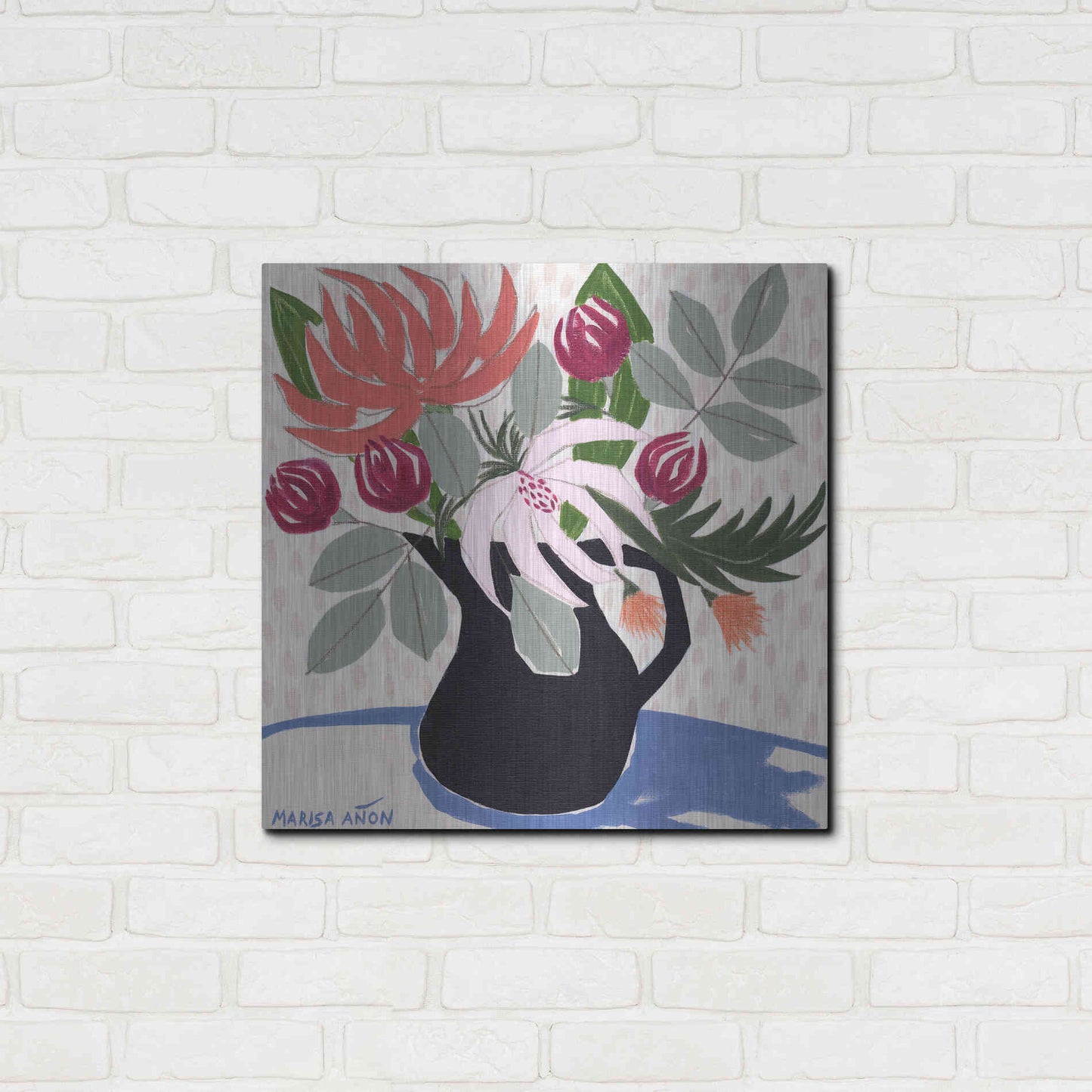 Luxe Metal Art 'April Florals 12' by Marisa Anon, Metal Wall Art,24x24