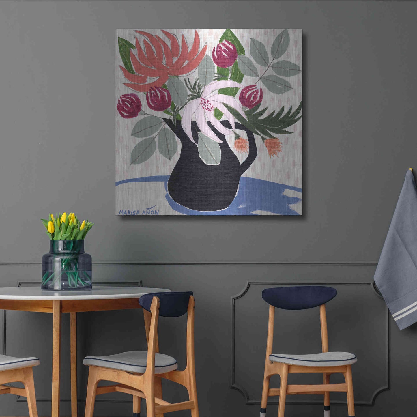 Luxe Metal Art 'April Florals 12' by Marisa Anon, Metal Wall Art,36x36