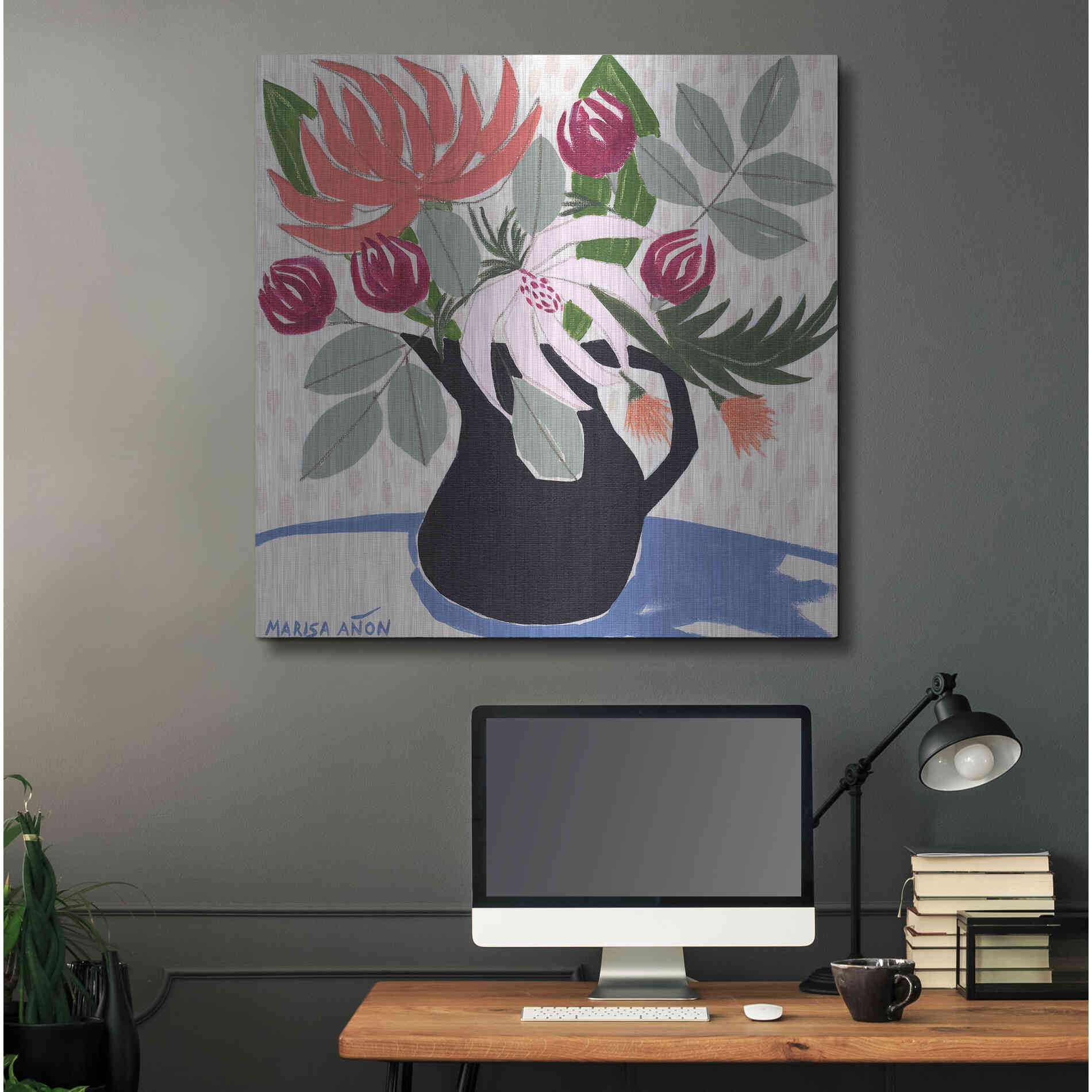 Luxe Metal Art 'April Florals 12' by Marisa Anon, Metal Wall Art,36x36