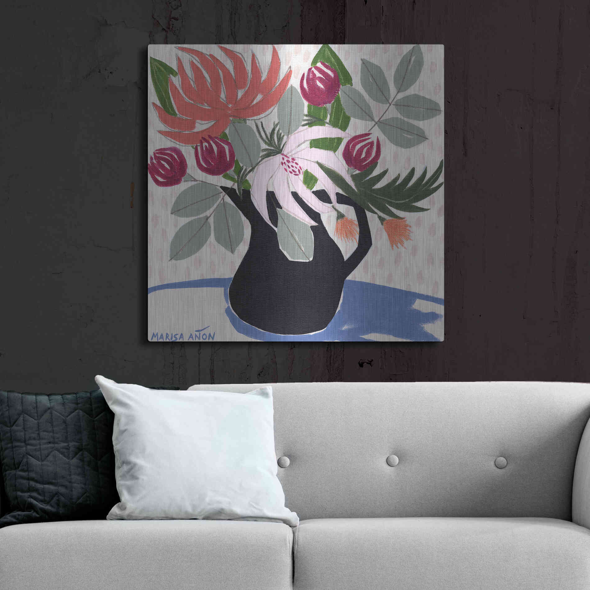 Luxe Metal Art 'April Florals 12' by Marisa Anon, Metal Wall Art,36x36