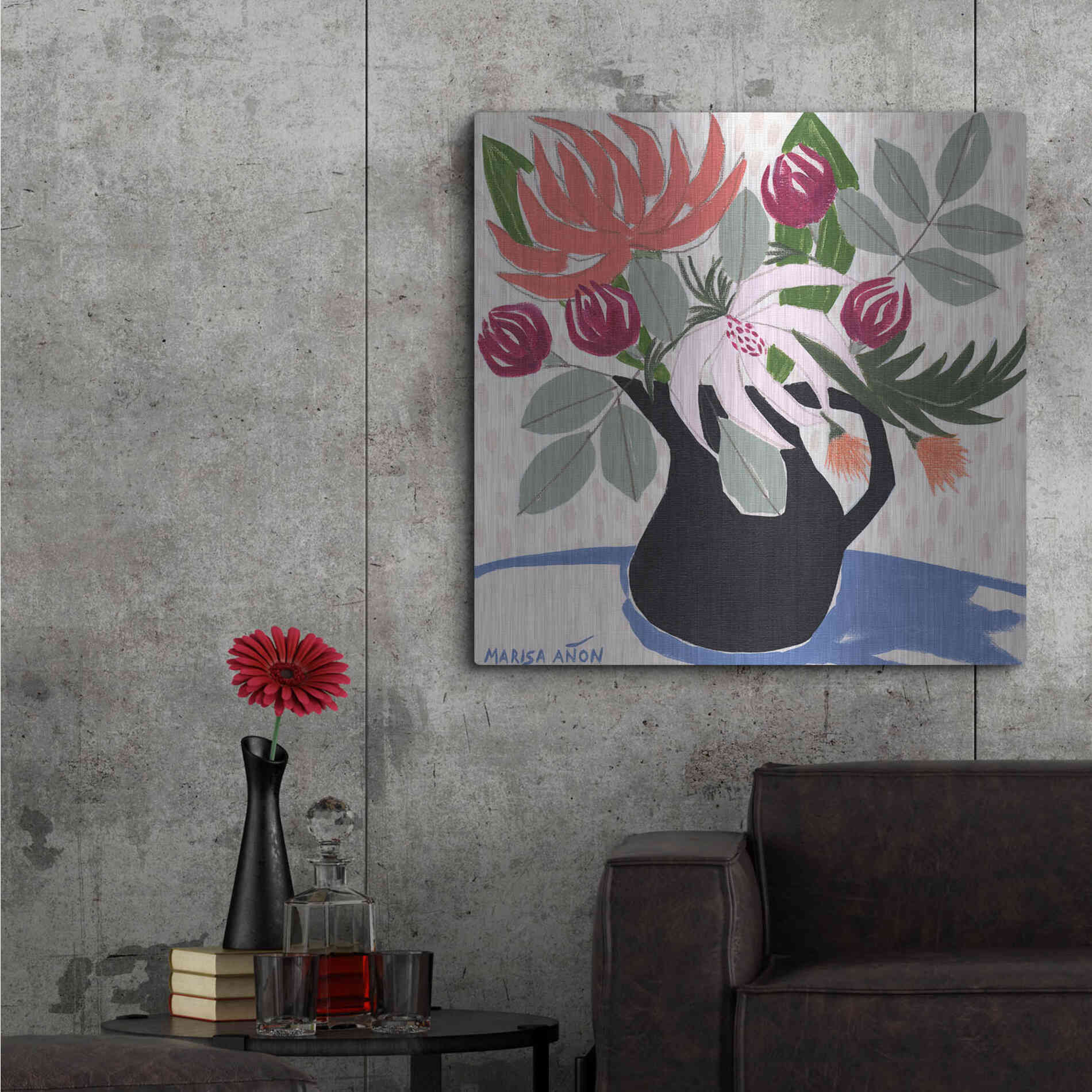 Luxe Metal Art 'April Florals 12' by Marisa Anon, Metal Wall Art,36x36