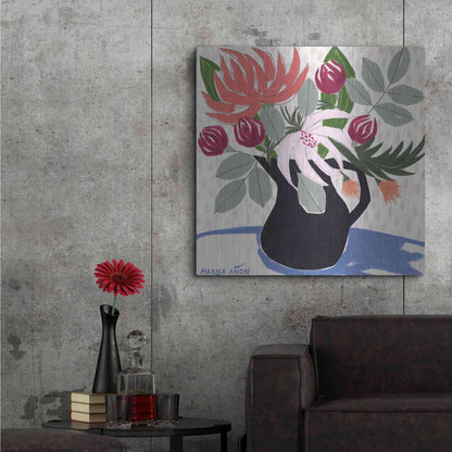Luxe Metal Art 'April Florals 12' by Marisa Anon, Metal Wall Art,36x36