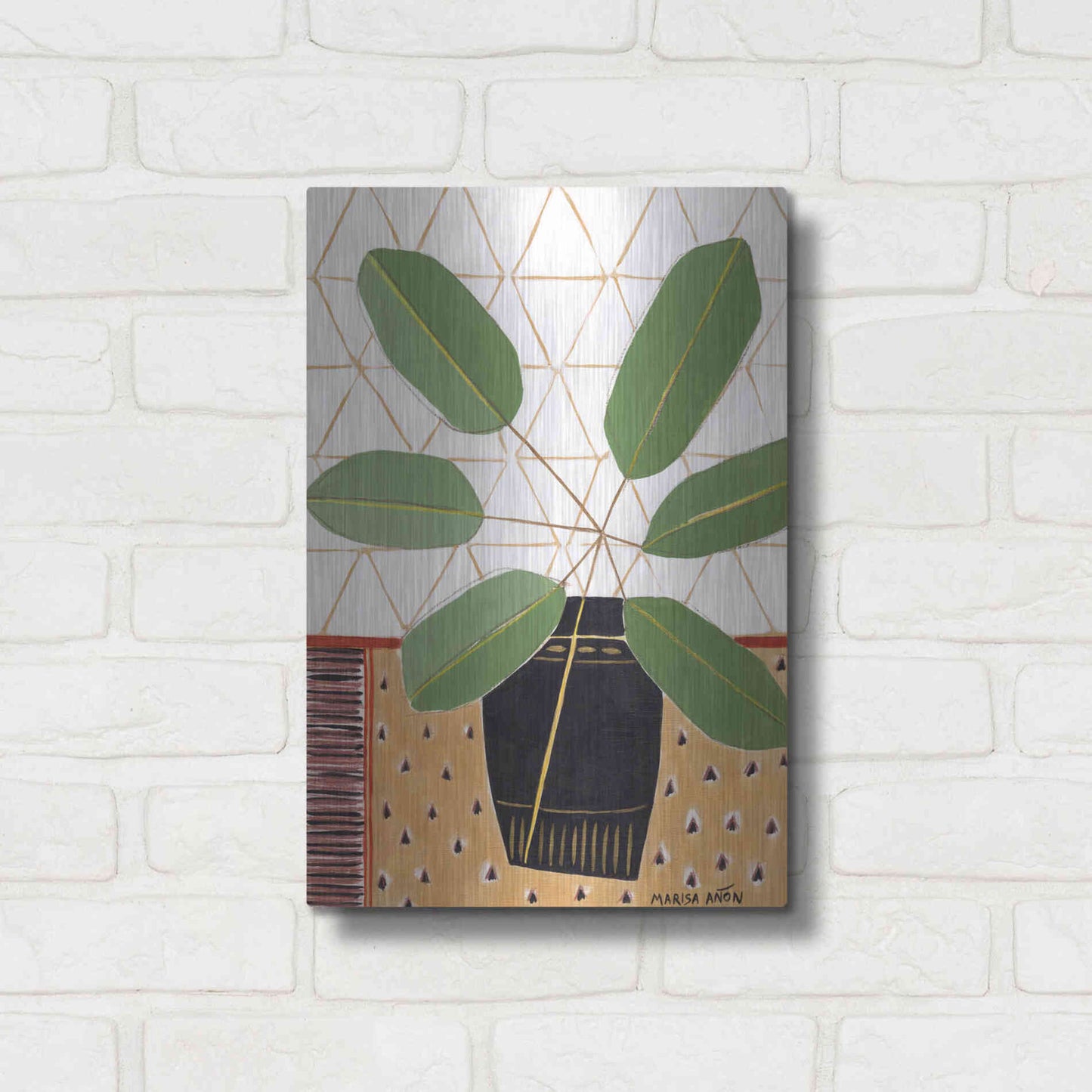 Luxe Metal Art 'Gold Tablecloth 4' by Marisa Anon, Metal Wall Art,12x16