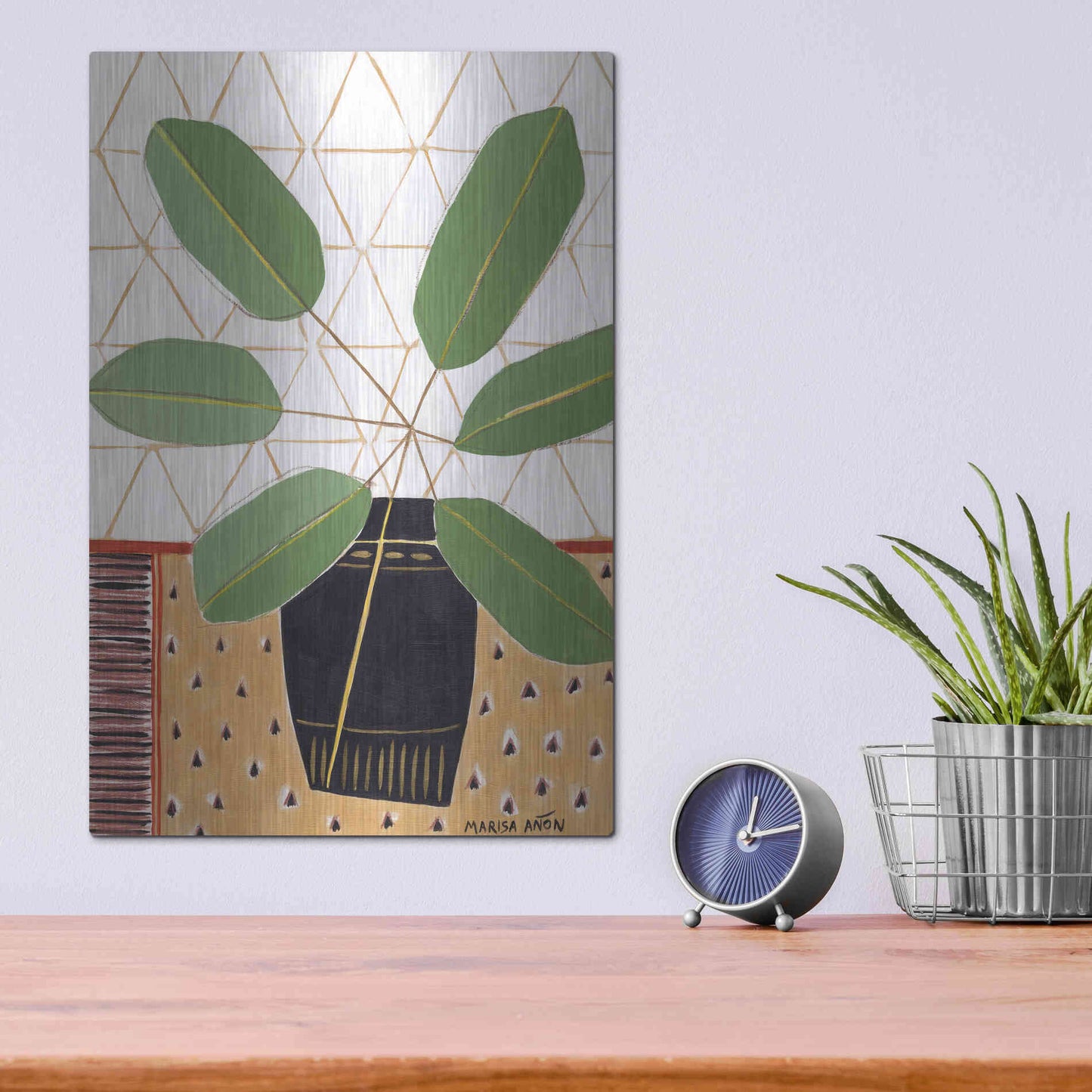 Luxe Metal Art 'Gold Tablecloth 4' by Marisa Anon, Metal Wall Art,12x16