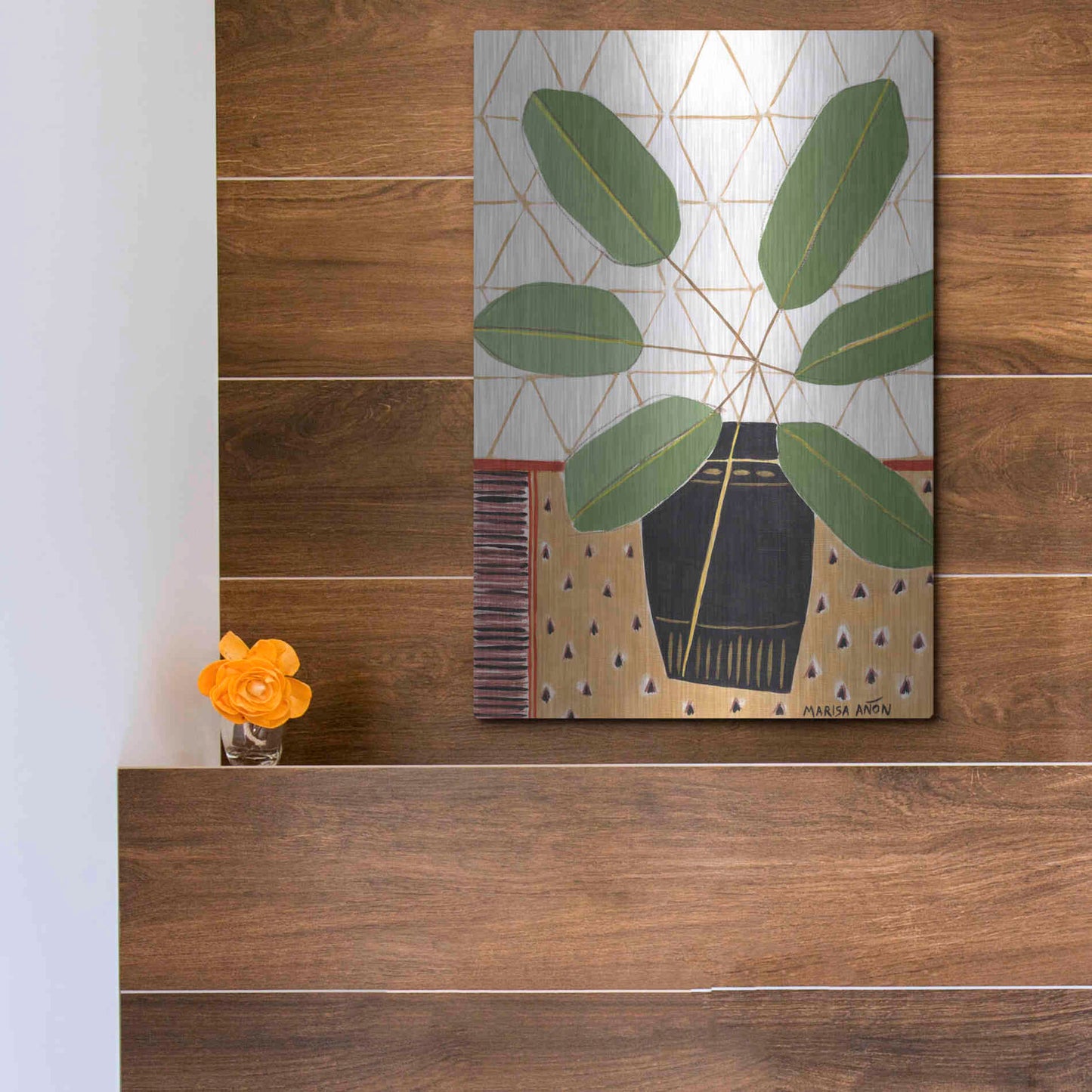 Luxe Metal Art 'Gold Tablecloth 4' by Marisa Anon, Metal Wall Art,12x16