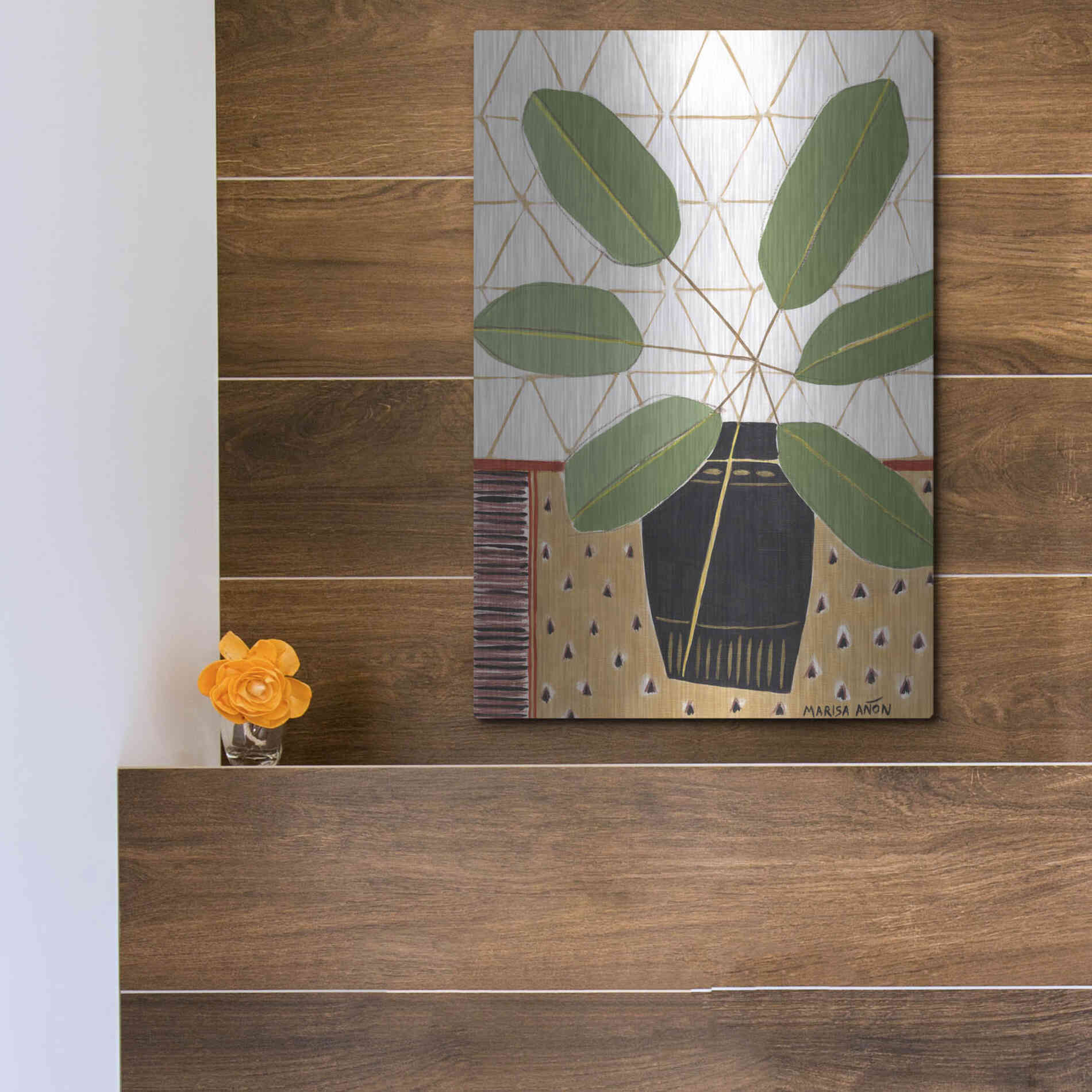 Luxe Metal Art 'Gold Tablecloth 4' by Marisa Anon, Metal Wall Art,12x16