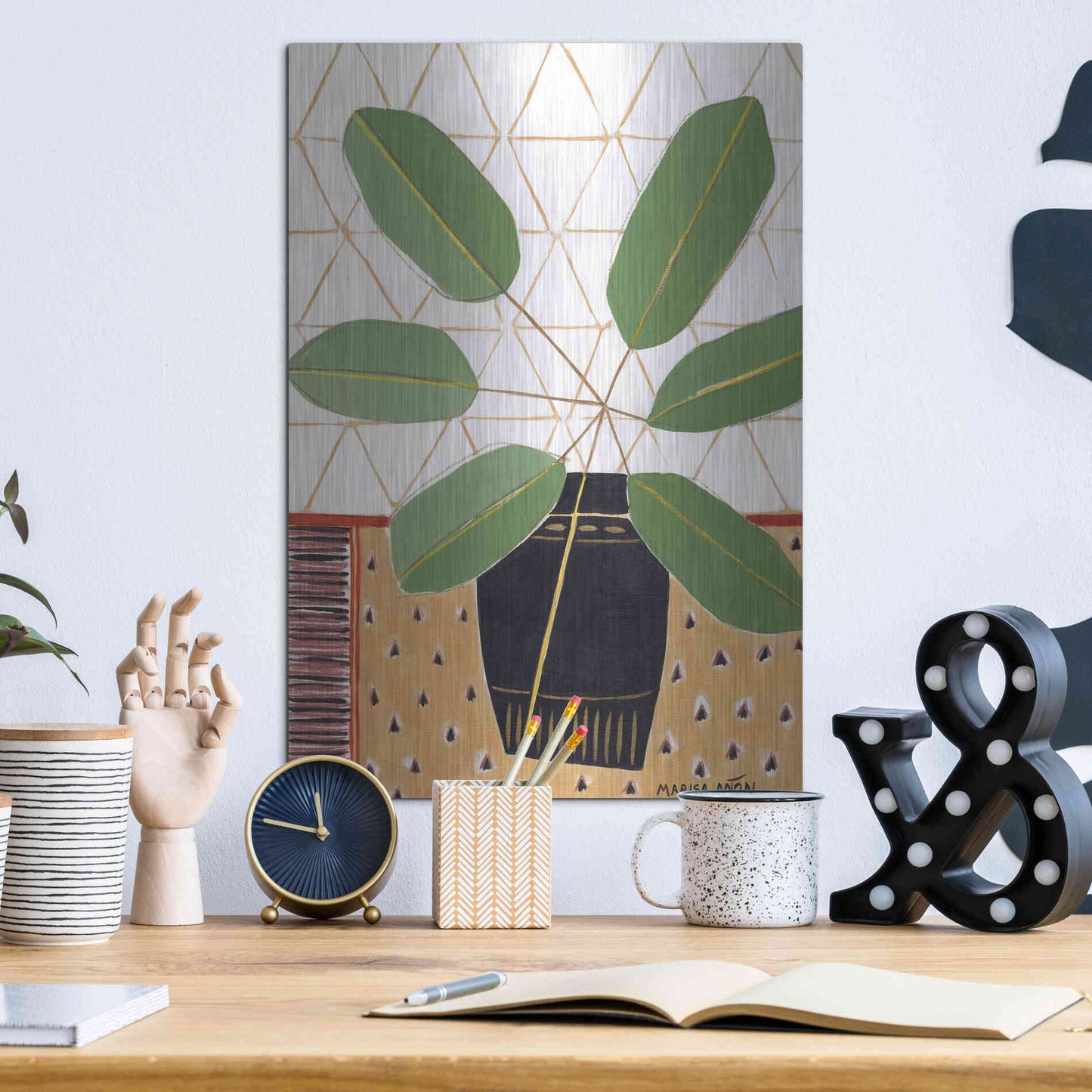 Luxe Metal Art 'Gold Tablecloth 4' by Marisa Anon, Metal Wall Art,12x16