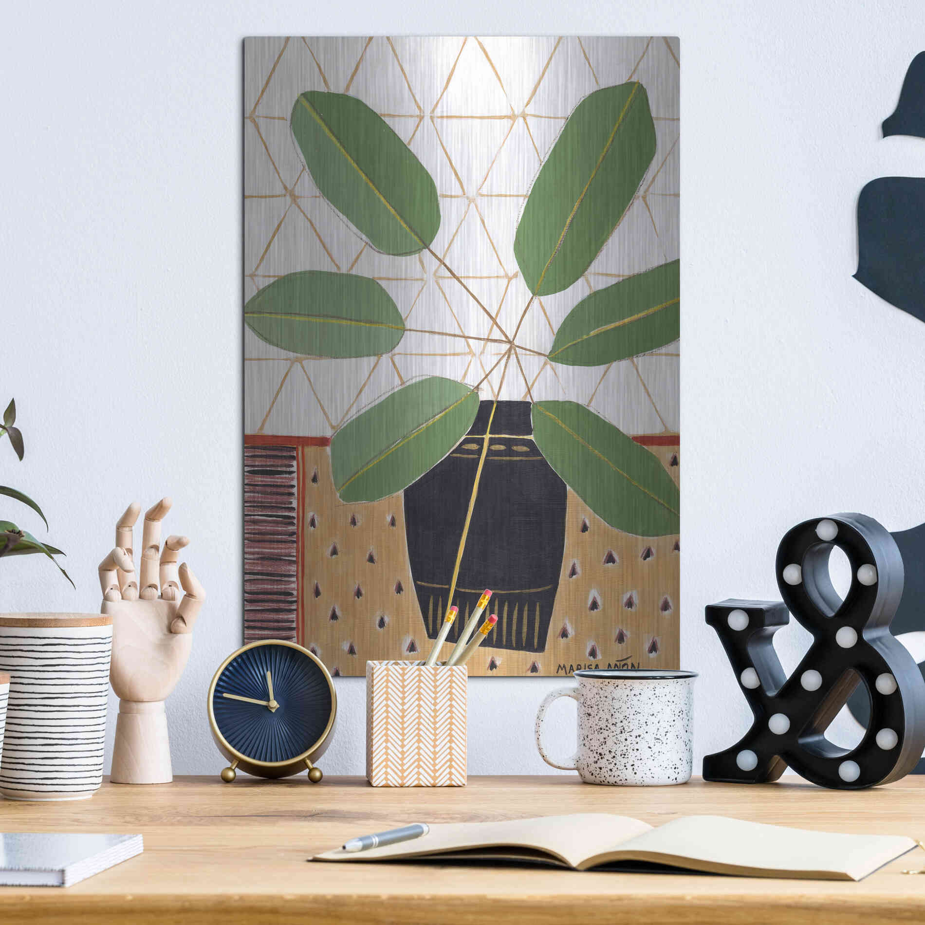 Luxe Metal Art 'Gold Tablecloth 4' by Marisa Anon, Metal Wall Art,12x16