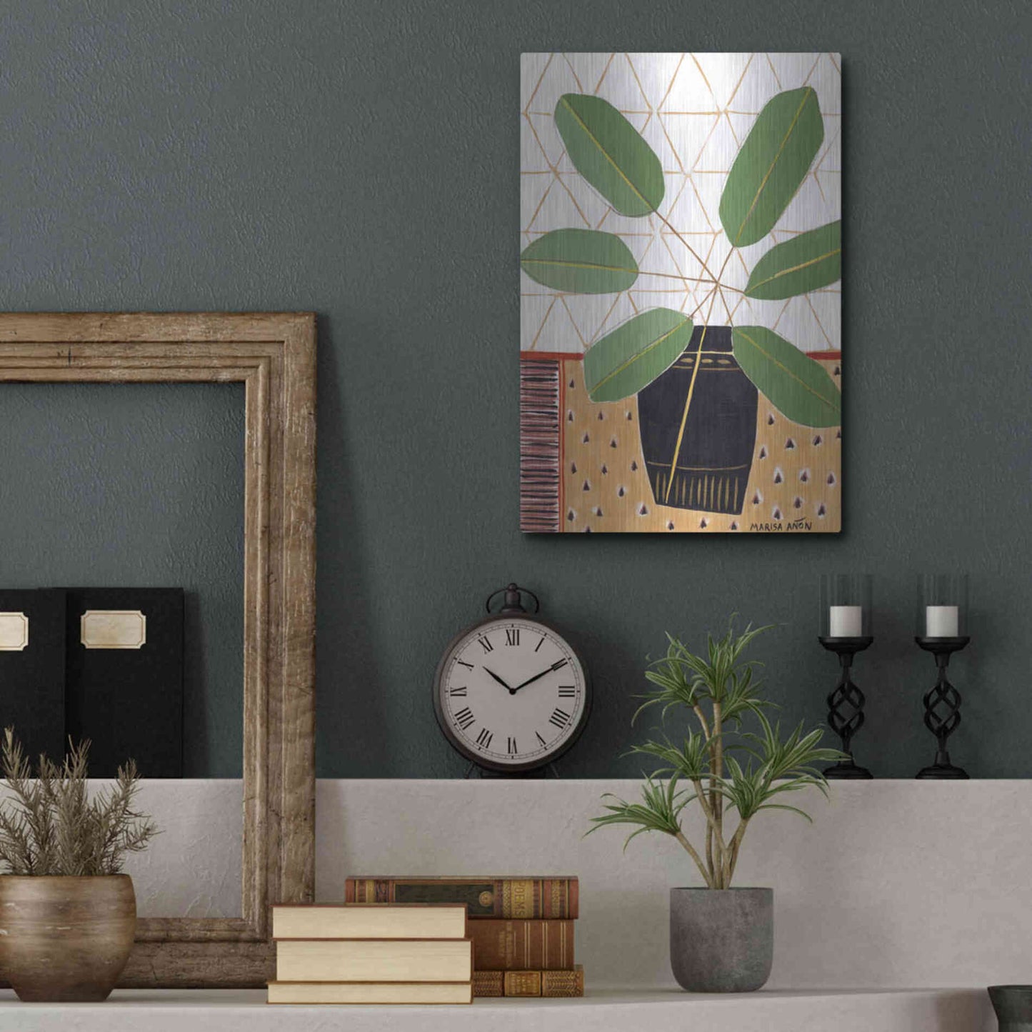 Luxe Metal Art 'Gold Tablecloth 4' by Marisa Anon, Metal Wall Art,12x16