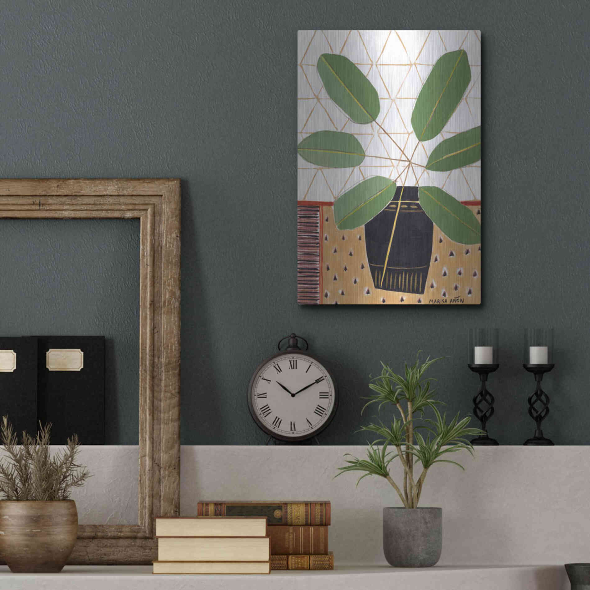 Luxe Metal Art 'Gold Tablecloth 4' by Marisa Anon, Metal Wall Art,12x16